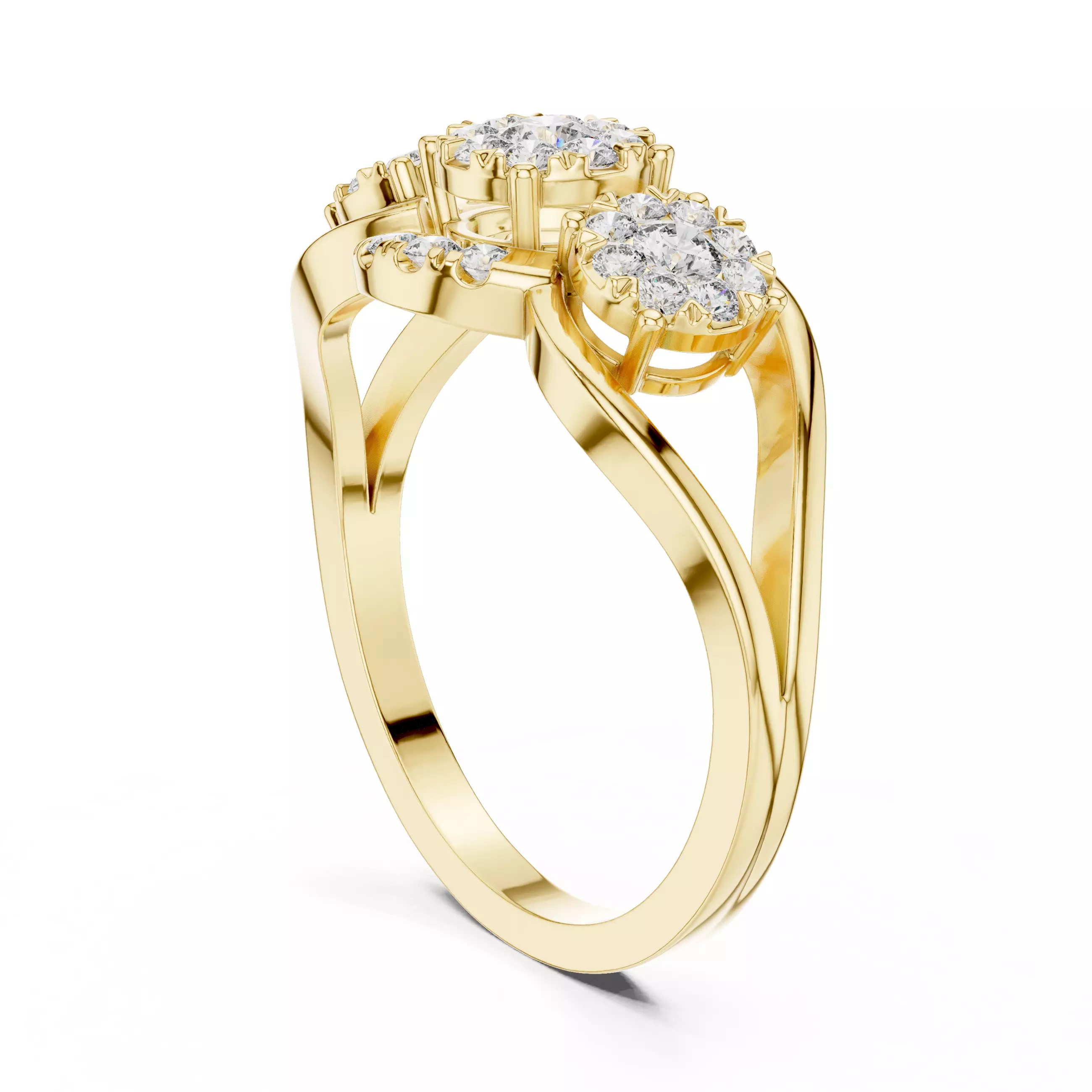 Diamond Cocktail Ring 3dm stl renders animation videos 3D print model_10