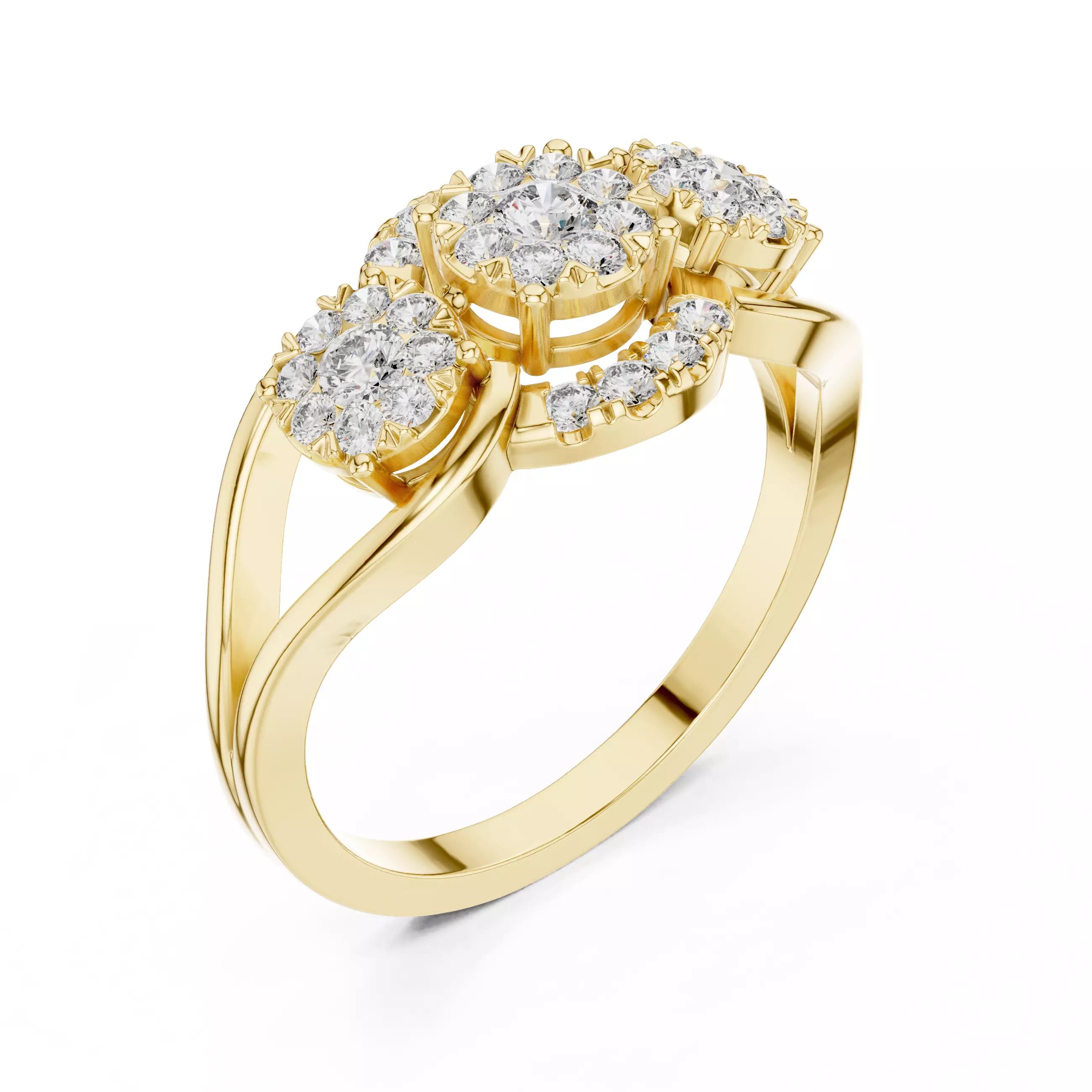 Diamond Cocktail Ring 3dm stl renders animation videos 3D print model_11