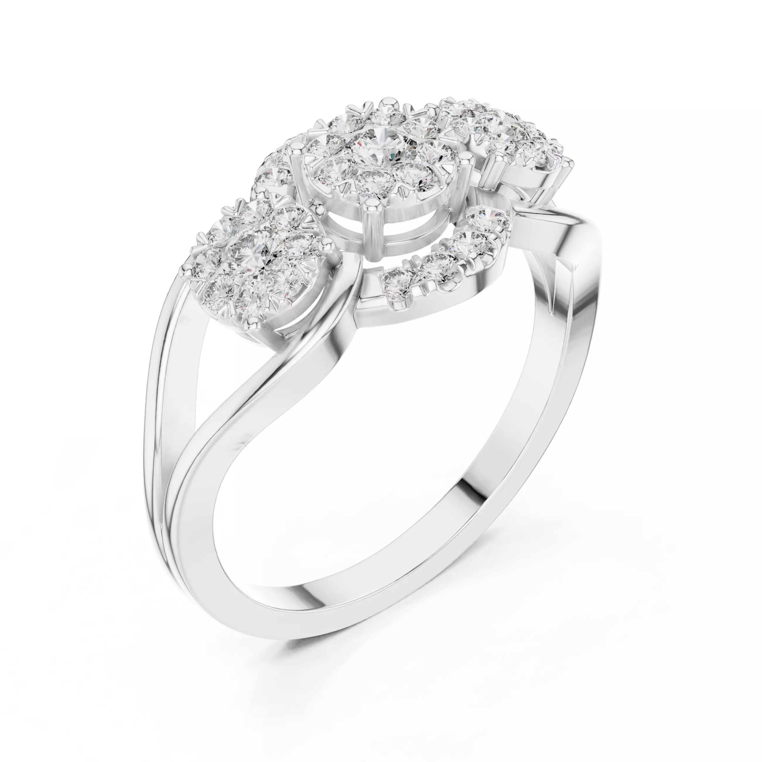 Diamond Cocktail Ring 3dm stl renders animation videos 3D print model_7