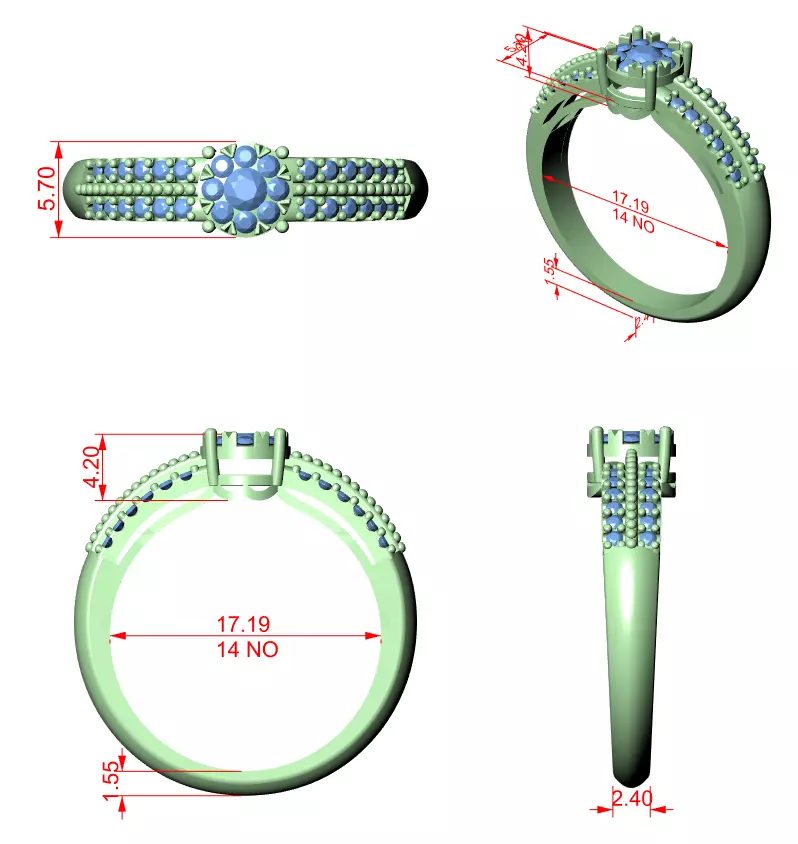 Diamond Cocktail Ring 3dm stl renders animation videos 3D print model_1