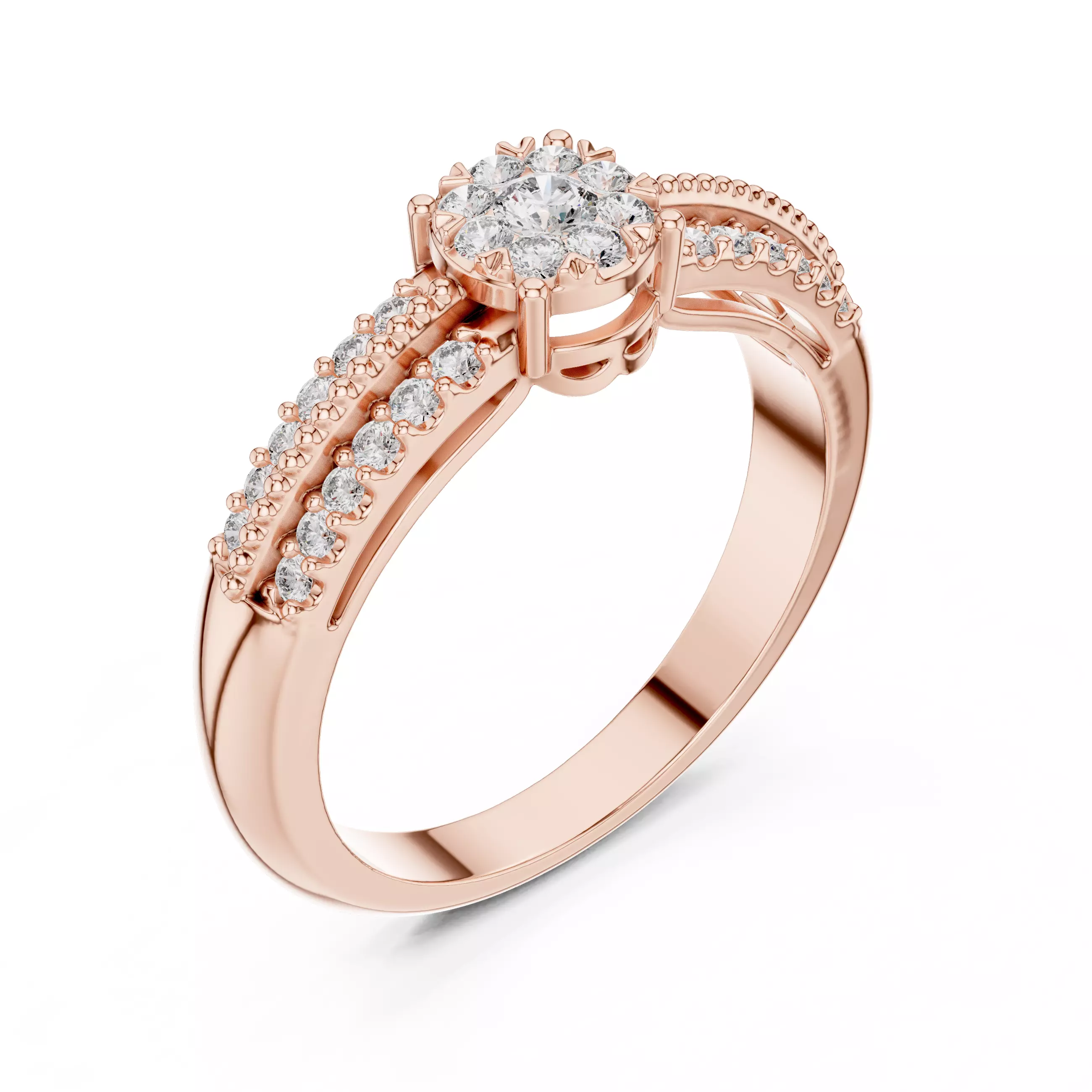 Diamond Cocktail Ring 3dm stl renders animation videos 3D print model_4