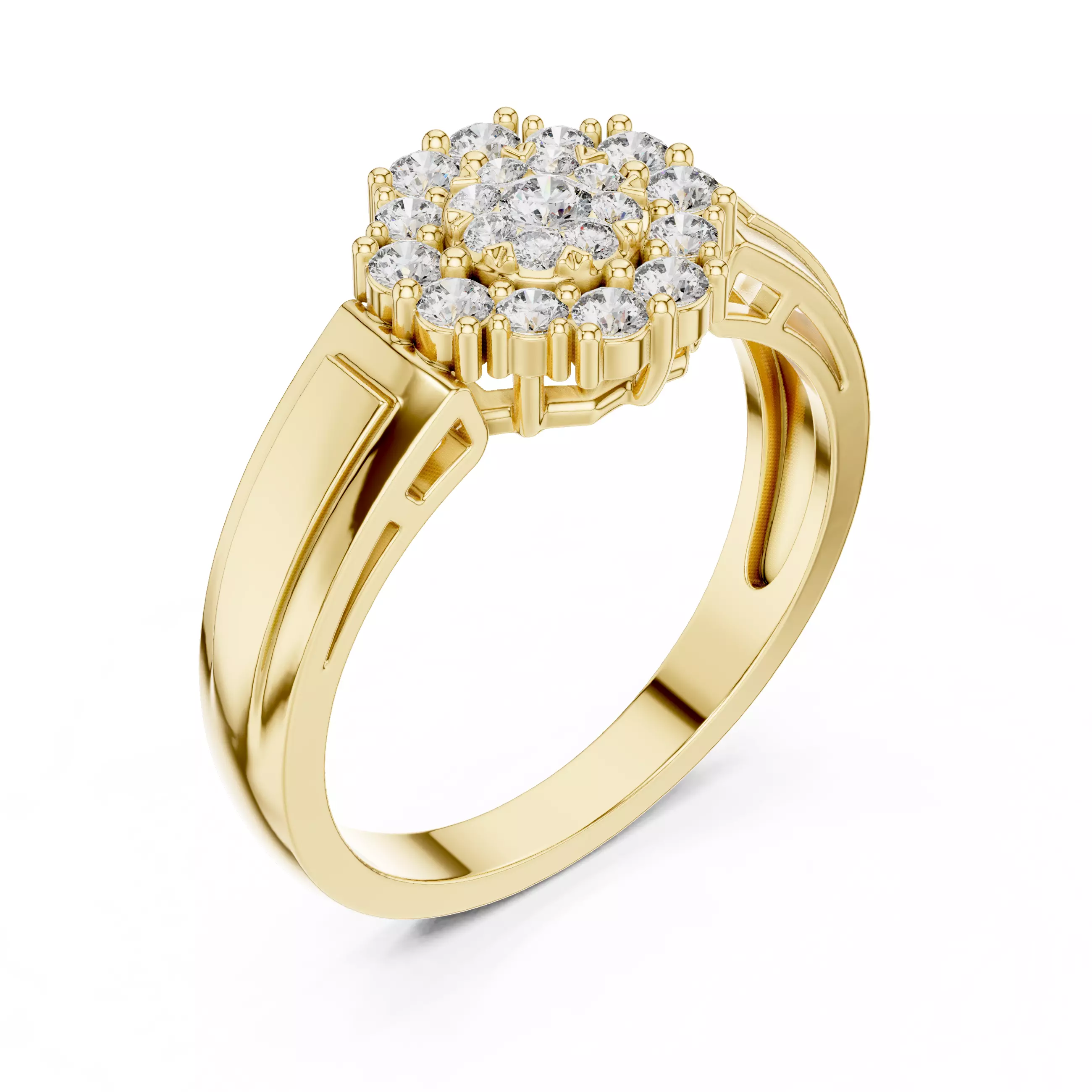 Diamond Cocktail Ring 3dm stl renders animation videos 3D print model_11