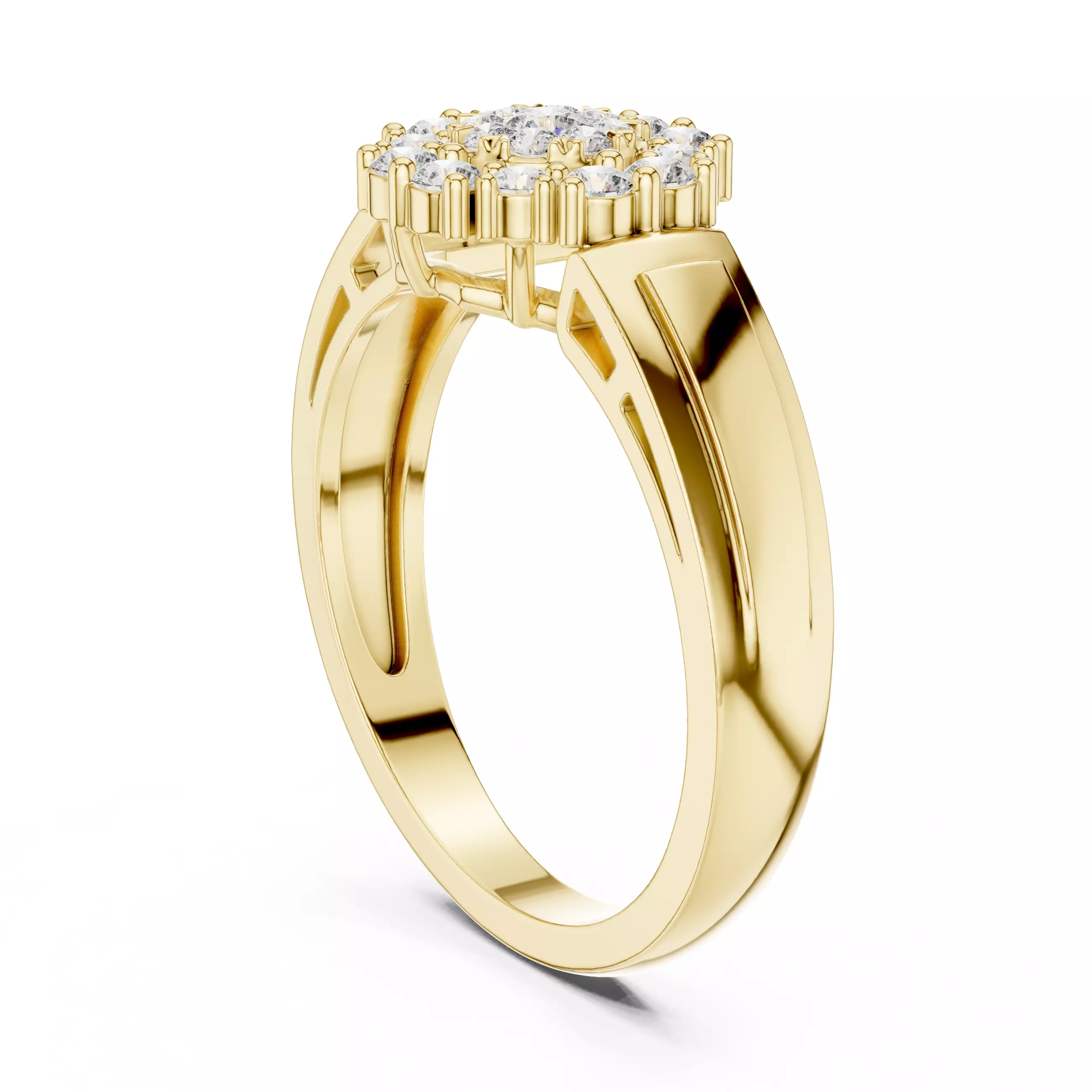 Diamond Cocktail Ring 3dm stl renders animation videos 3D print model_10