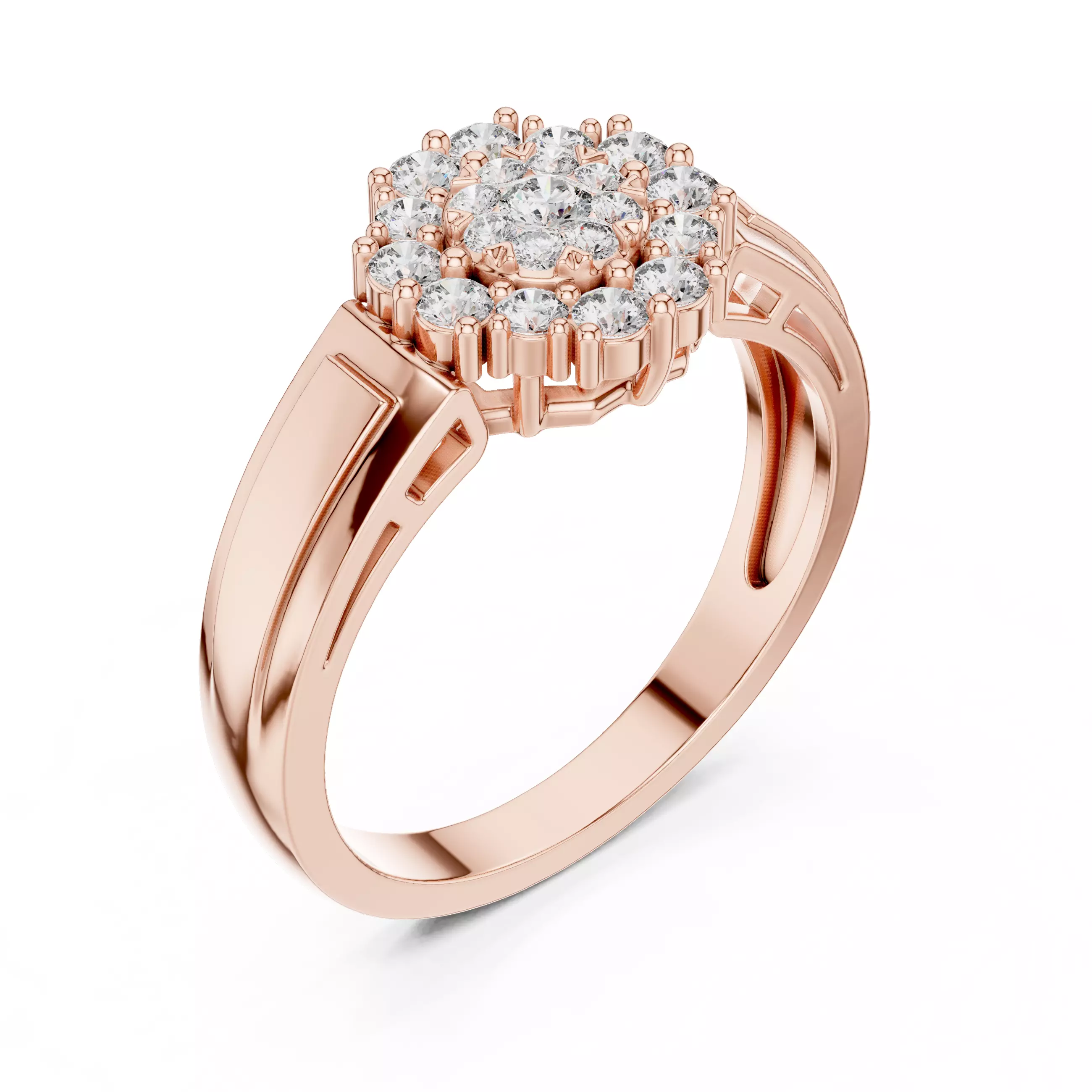 Diamond Cocktail Ring 3dm stl renders animation videos 3D print model_4