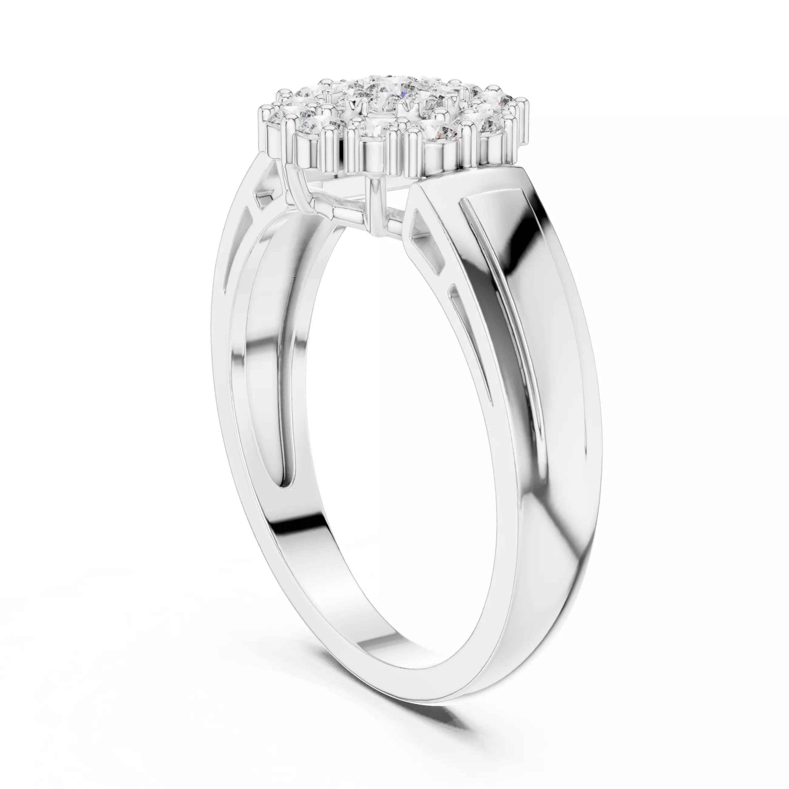 Diamond Cocktail Ring 3dm stl renders animation videos 3D print model_6