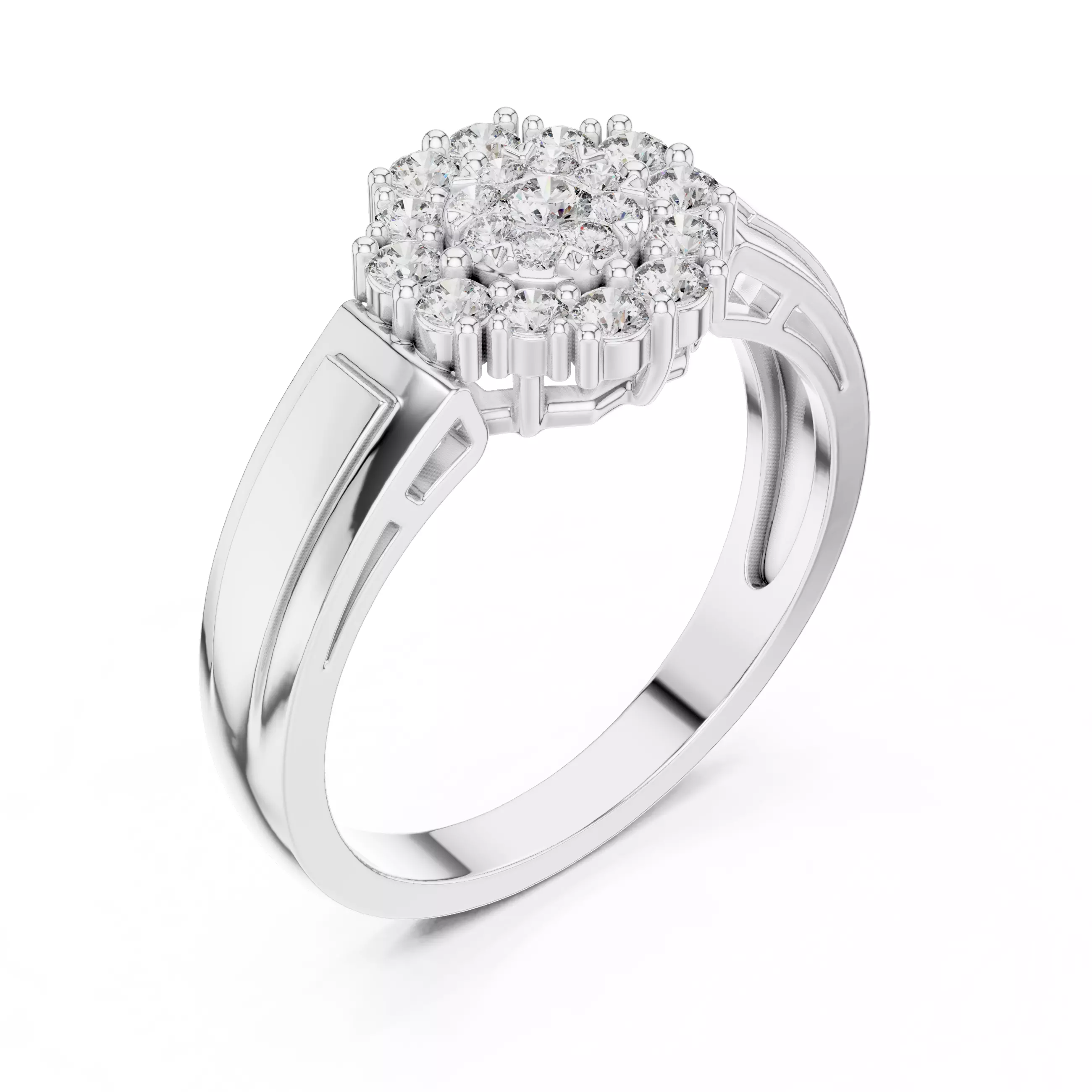 Diamond Cocktail Ring 3dm stl renders animation videos 3D print model_7