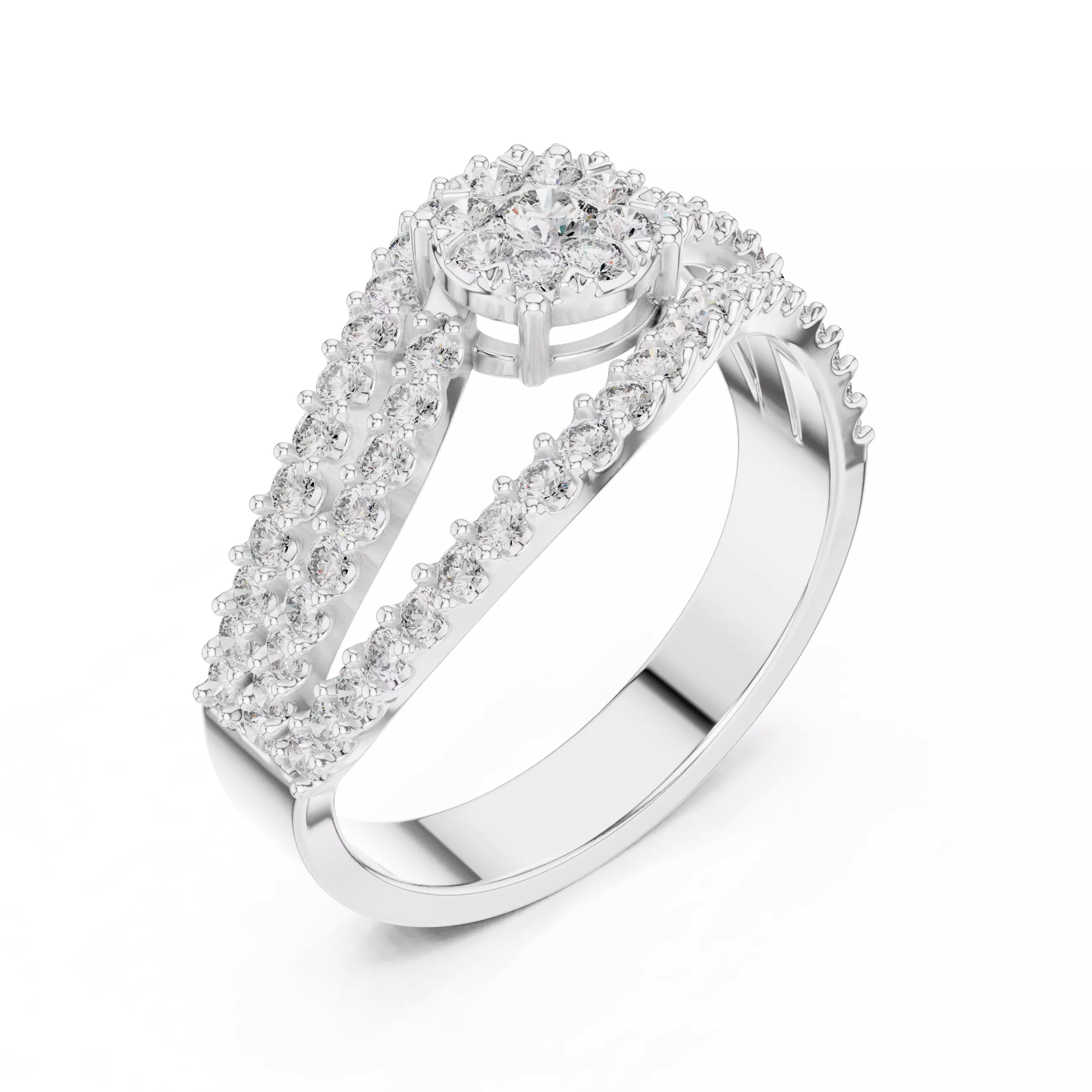 Diamond Cocktail Ring 3dm stl renders animation videos 3D print model_7