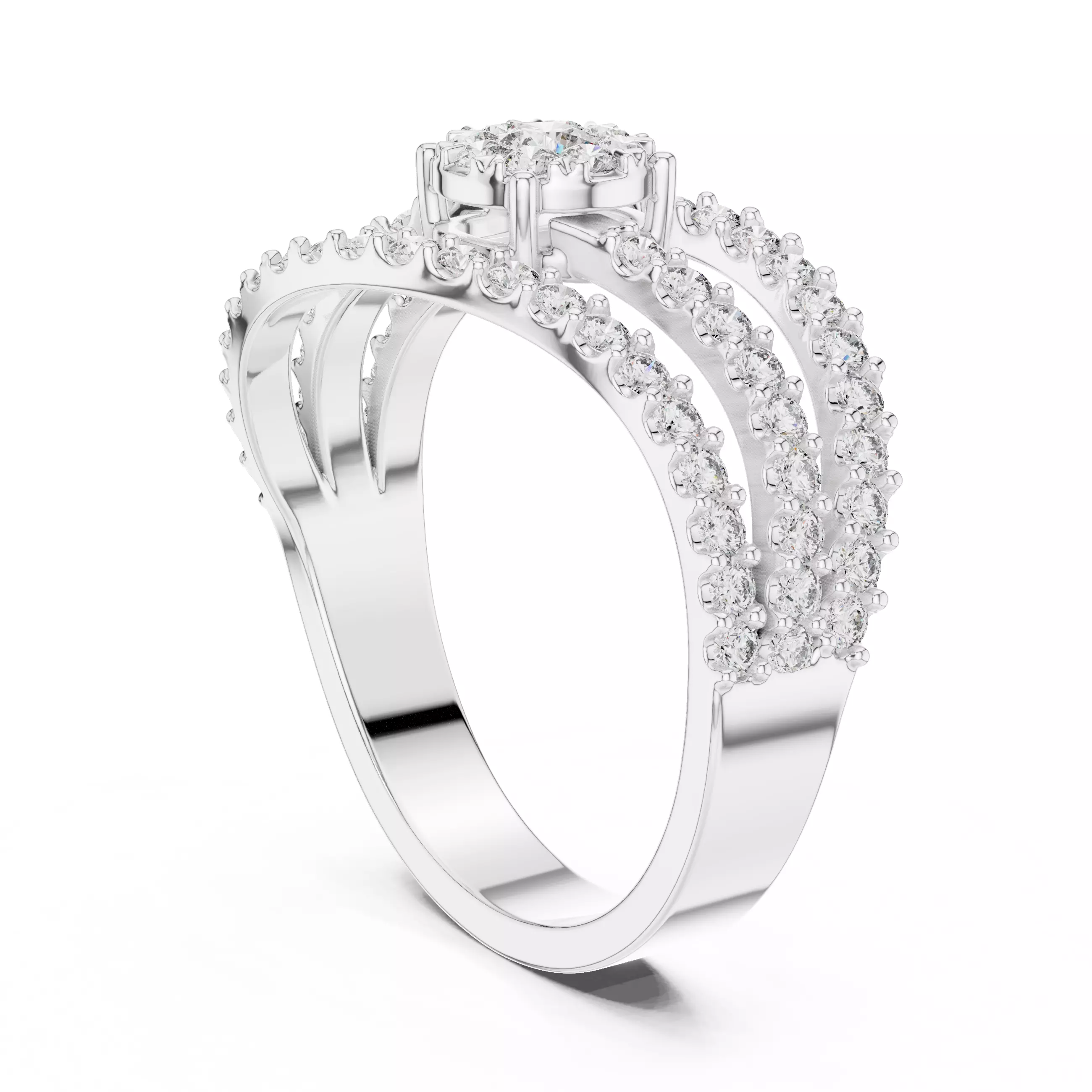 Diamond Cocktail Ring 3dm stl renders animation videos 3D print model_6