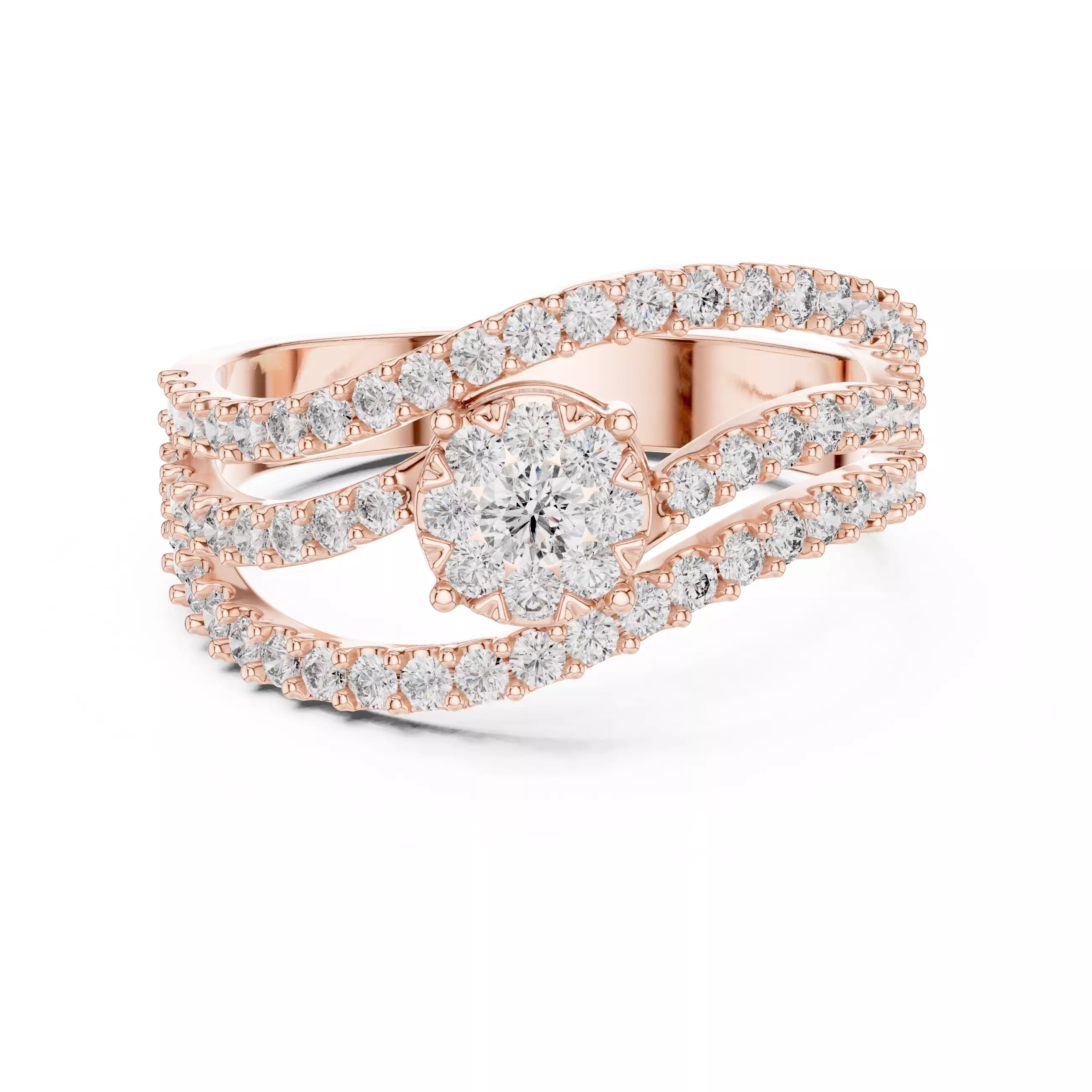 Diamond Cocktail Ring 3dm stl renders animation videos 3D print model_0