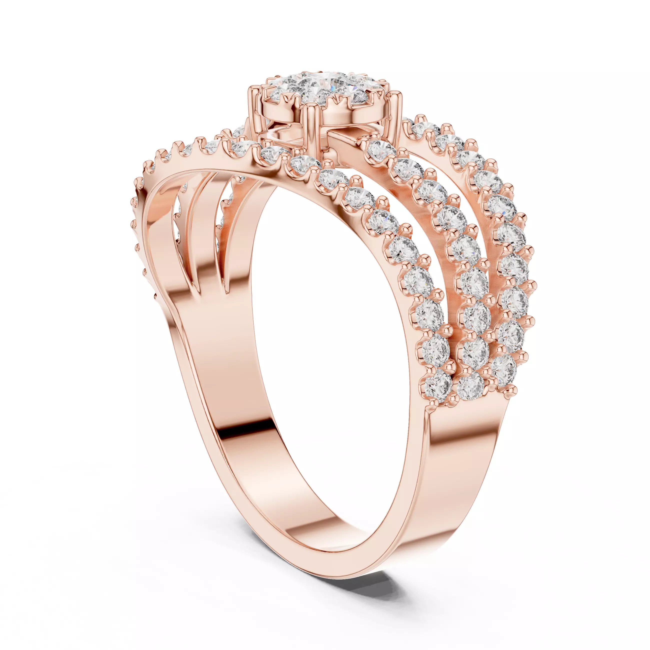 Diamond Cocktail Ring 3dm stl renders animation videos 3D print model_3