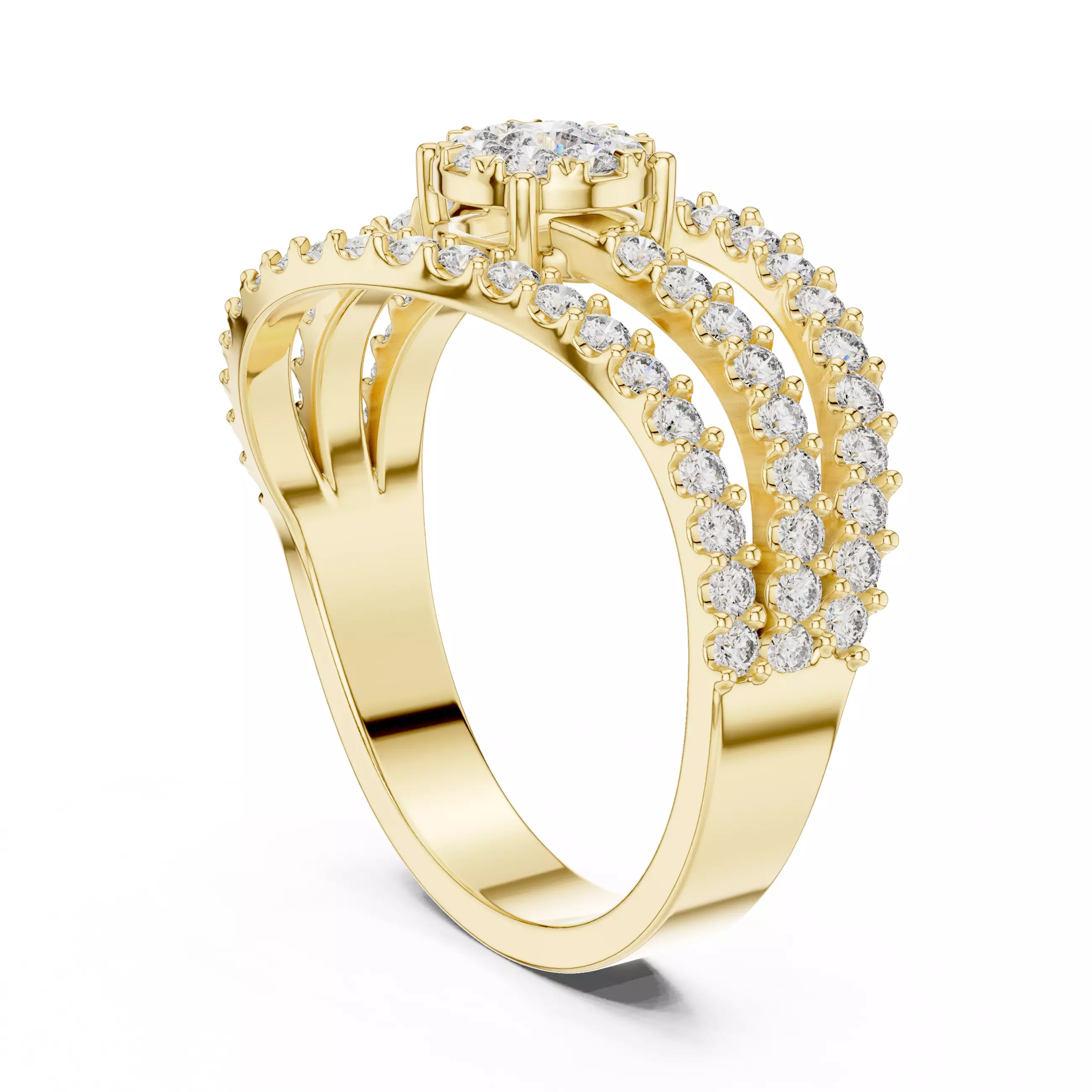 Diamond Cocktail Ring 3dm stl renders animation videos 3D print model_10