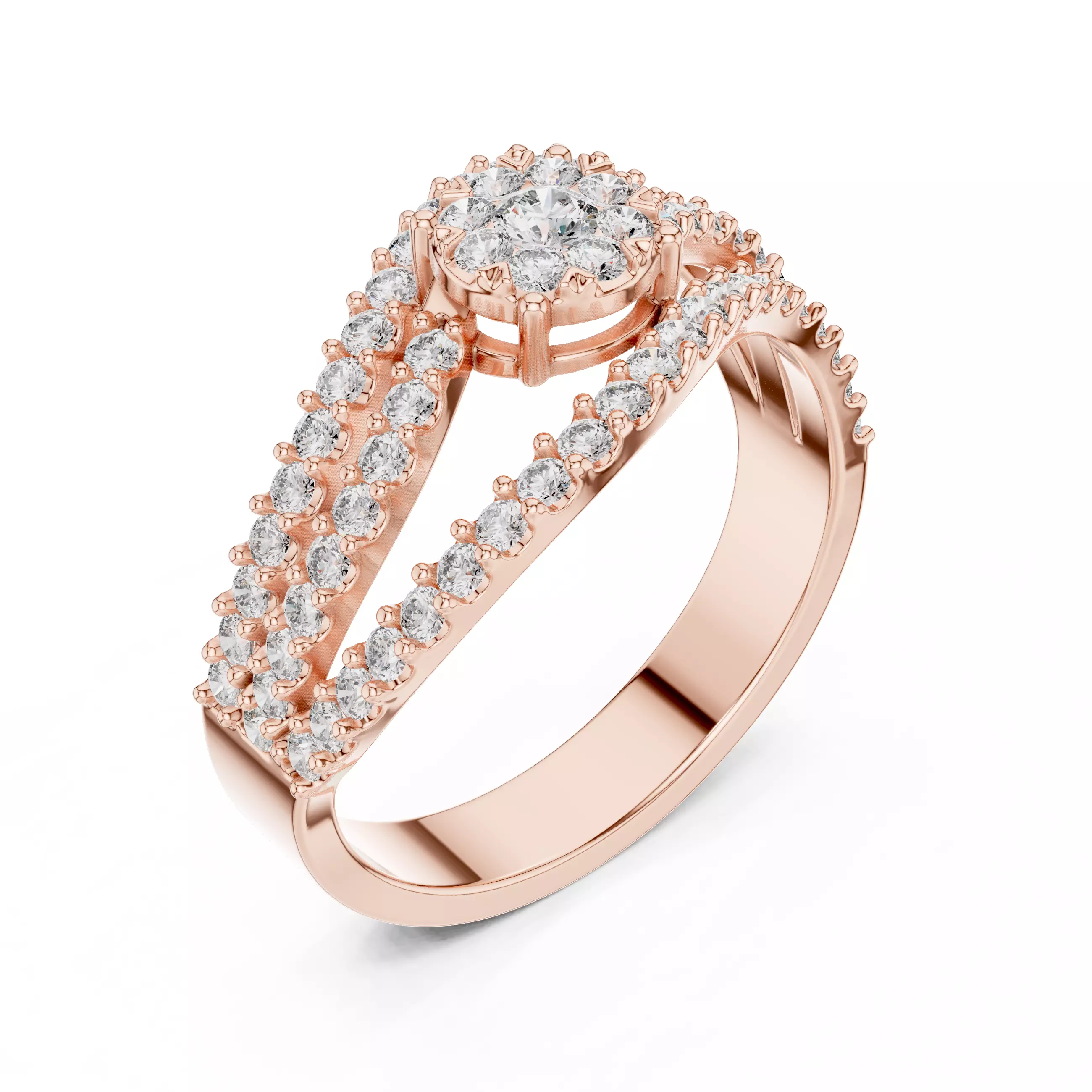 Diamond Cocktail Ring 3dm stl renders animation videos 3D print model_4