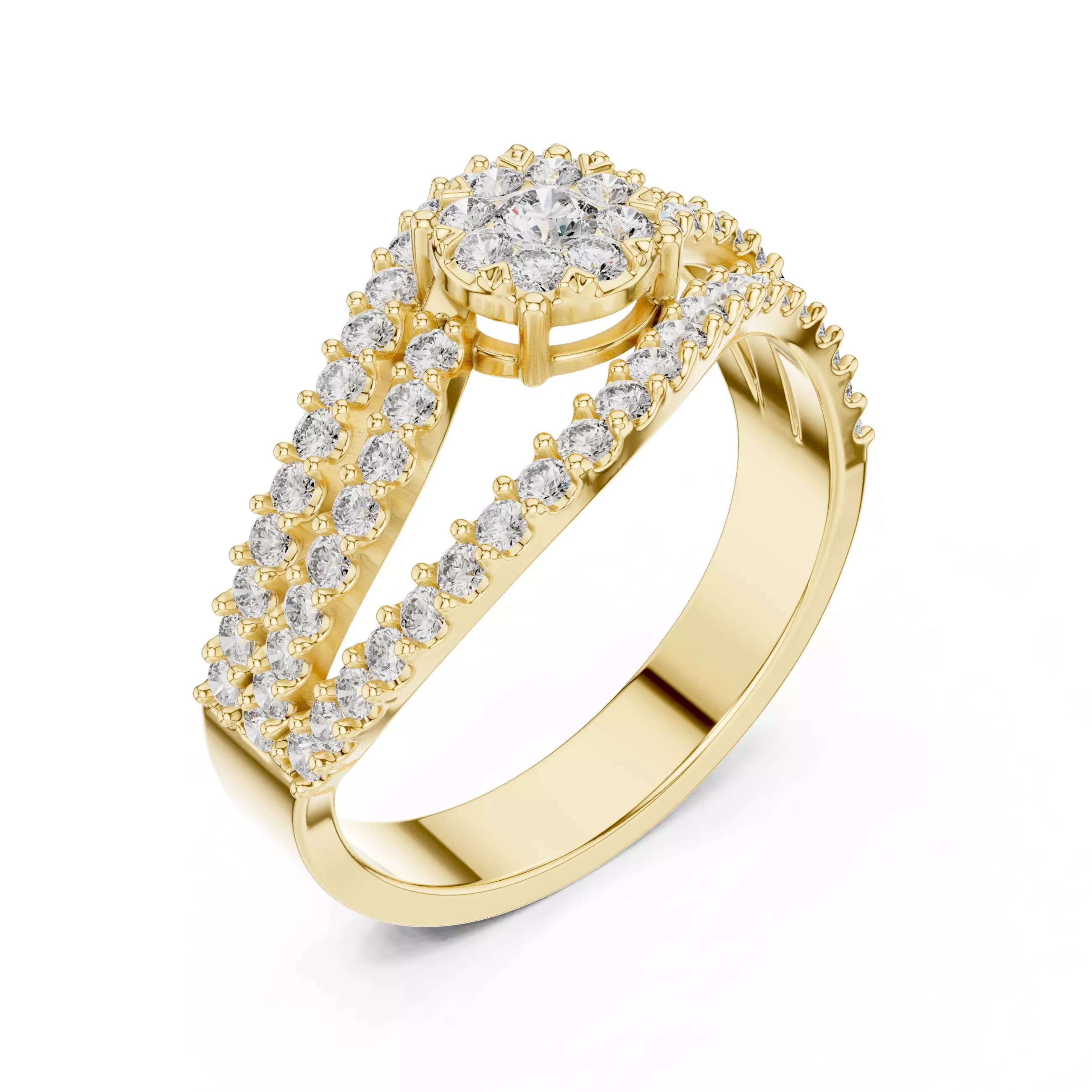 Diamond Cocktail Ring 3dm stl renders animation videos 3D print model_11