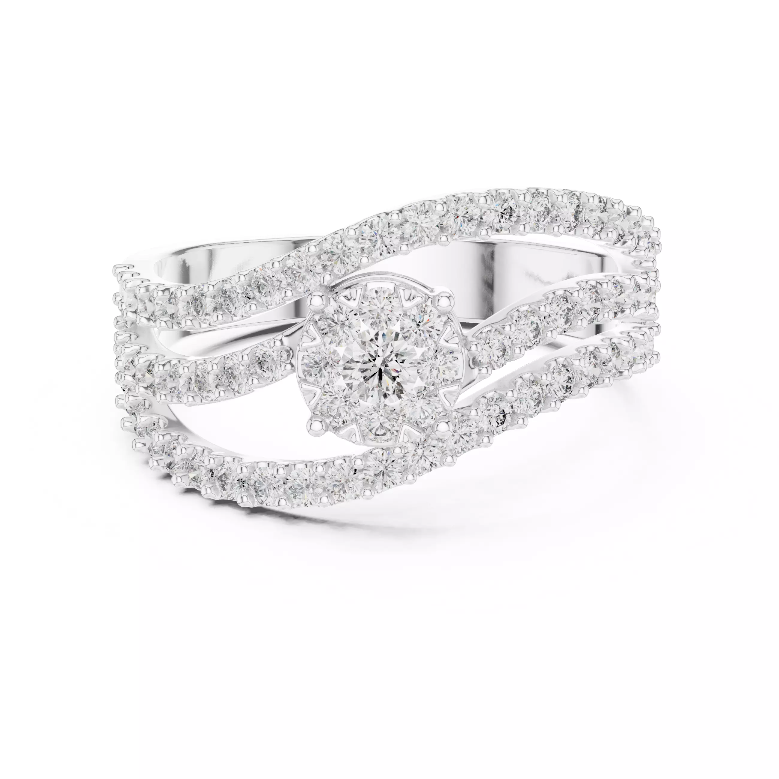 Diamond Cocktail Ring 3dm stl renders animation videos 3D print model_9