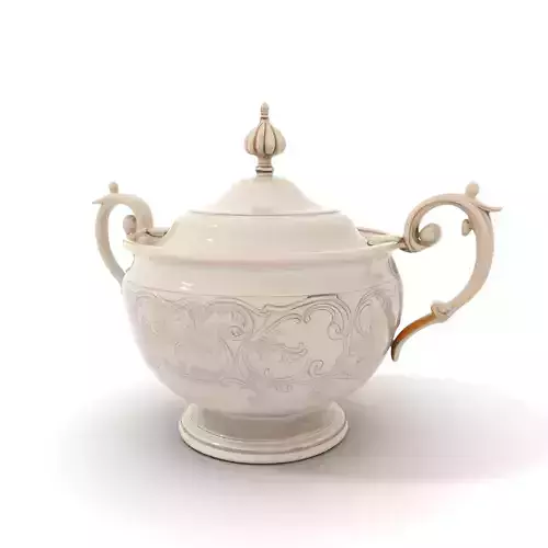 Elegant Silver Sugar Bowl model pack Low-poly 3D model