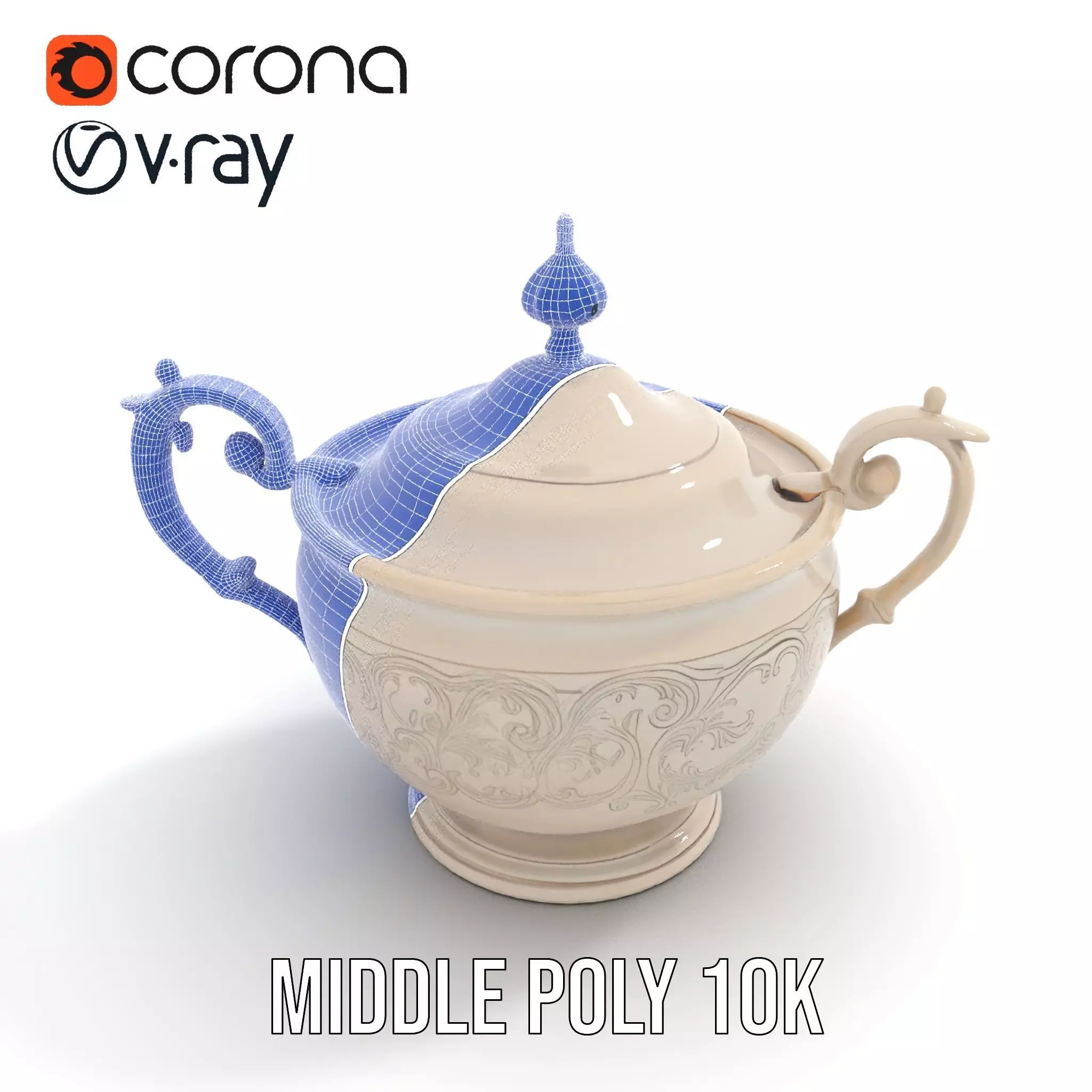 Elegant Silver Sugar Bowl model pack Low-poly 3D model_19