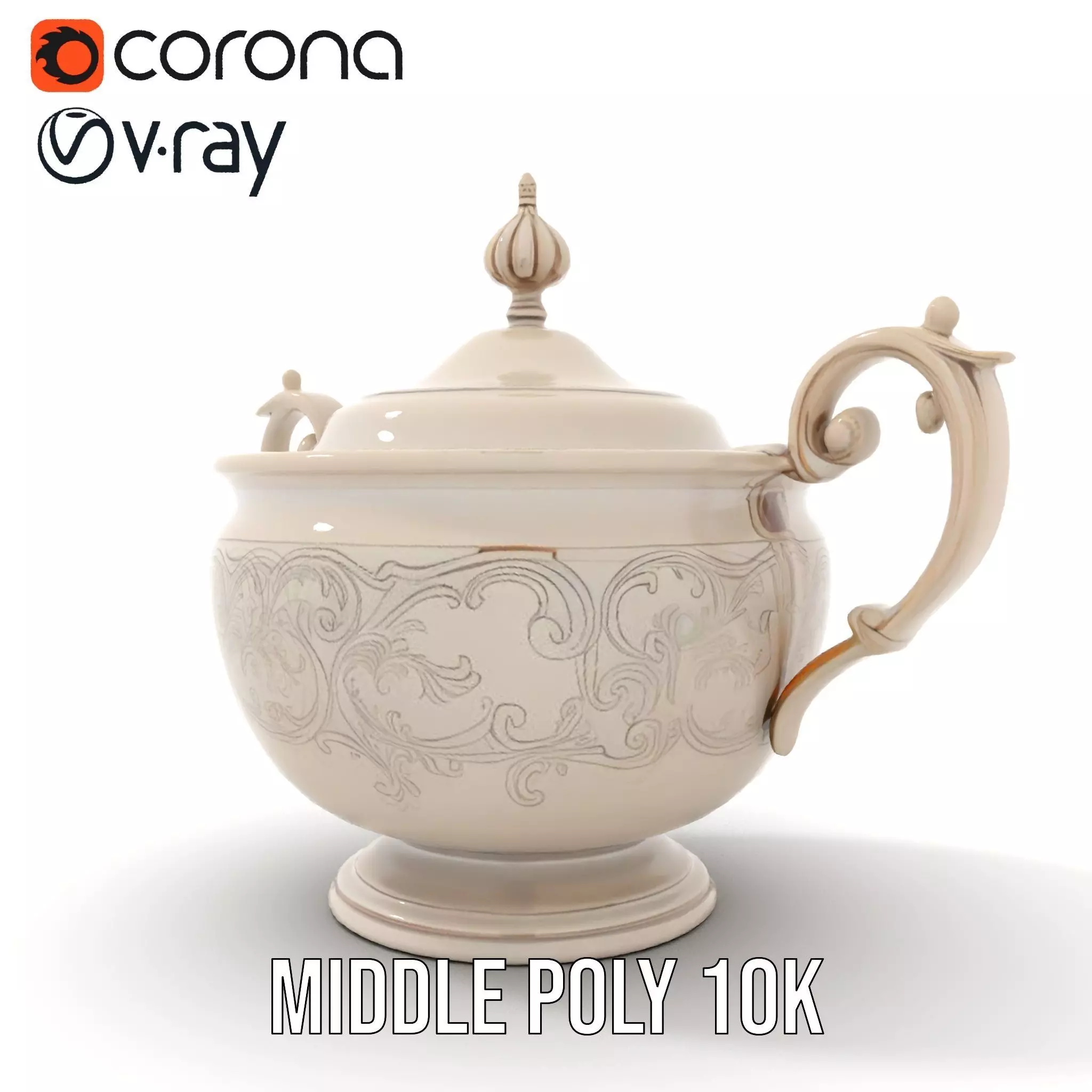 Elegant Silver Sugar Bowl model pack Low-poly 3D model_12