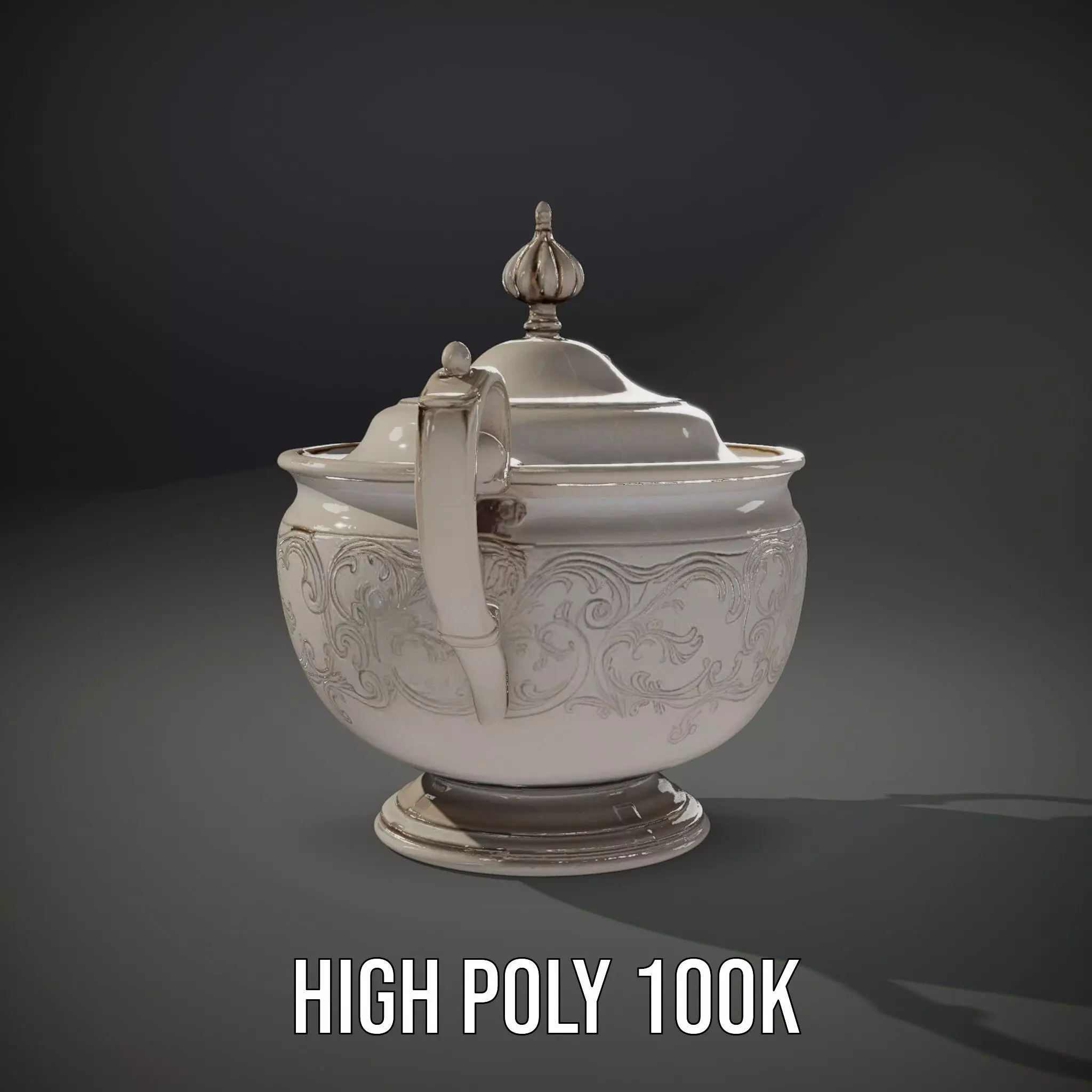 Elegant Silver Sugar Bowl model pack Low-poly 3D model_11