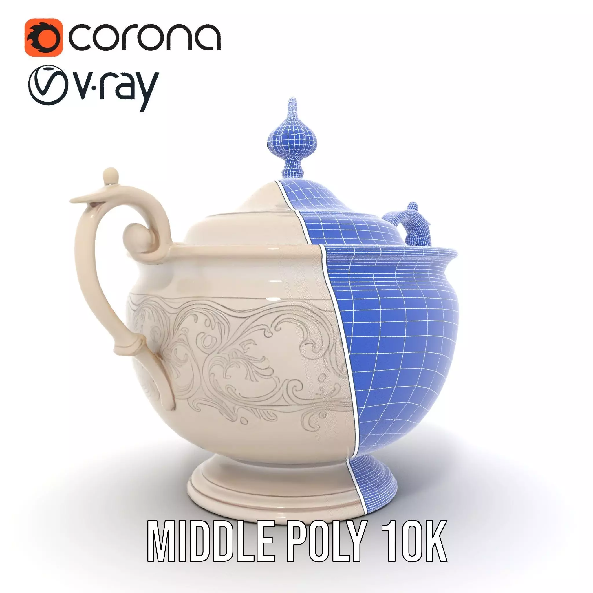 Elegant Silver Sugar Bowl model pack Low-poly 3D model_30