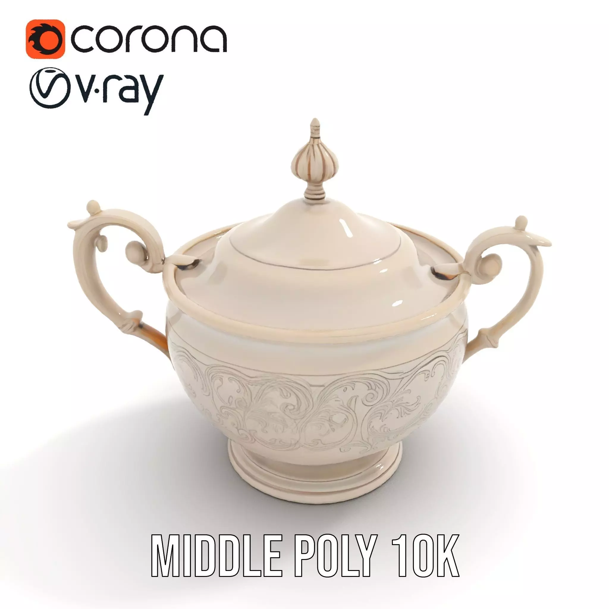 Elegant Silver Sugar Bowl model pack Low-poly 3D model_17