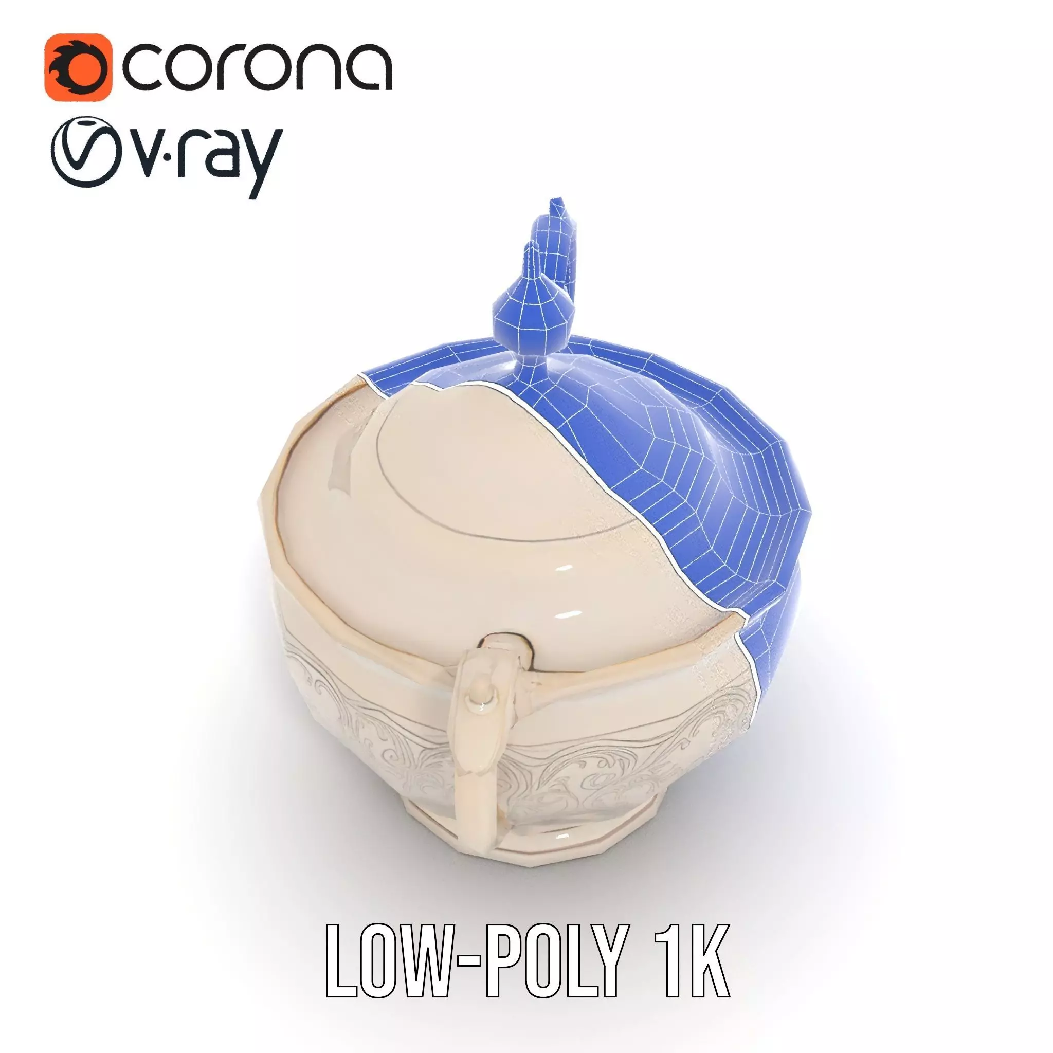 Elegant Silver Sugar Bowl model pack Low-poly 3D model_31