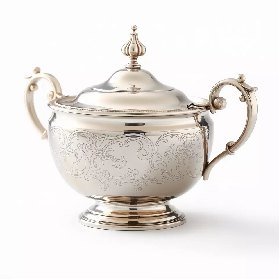 Elegant Silver Sugar Bowl model pack Low-poly 3D model_3