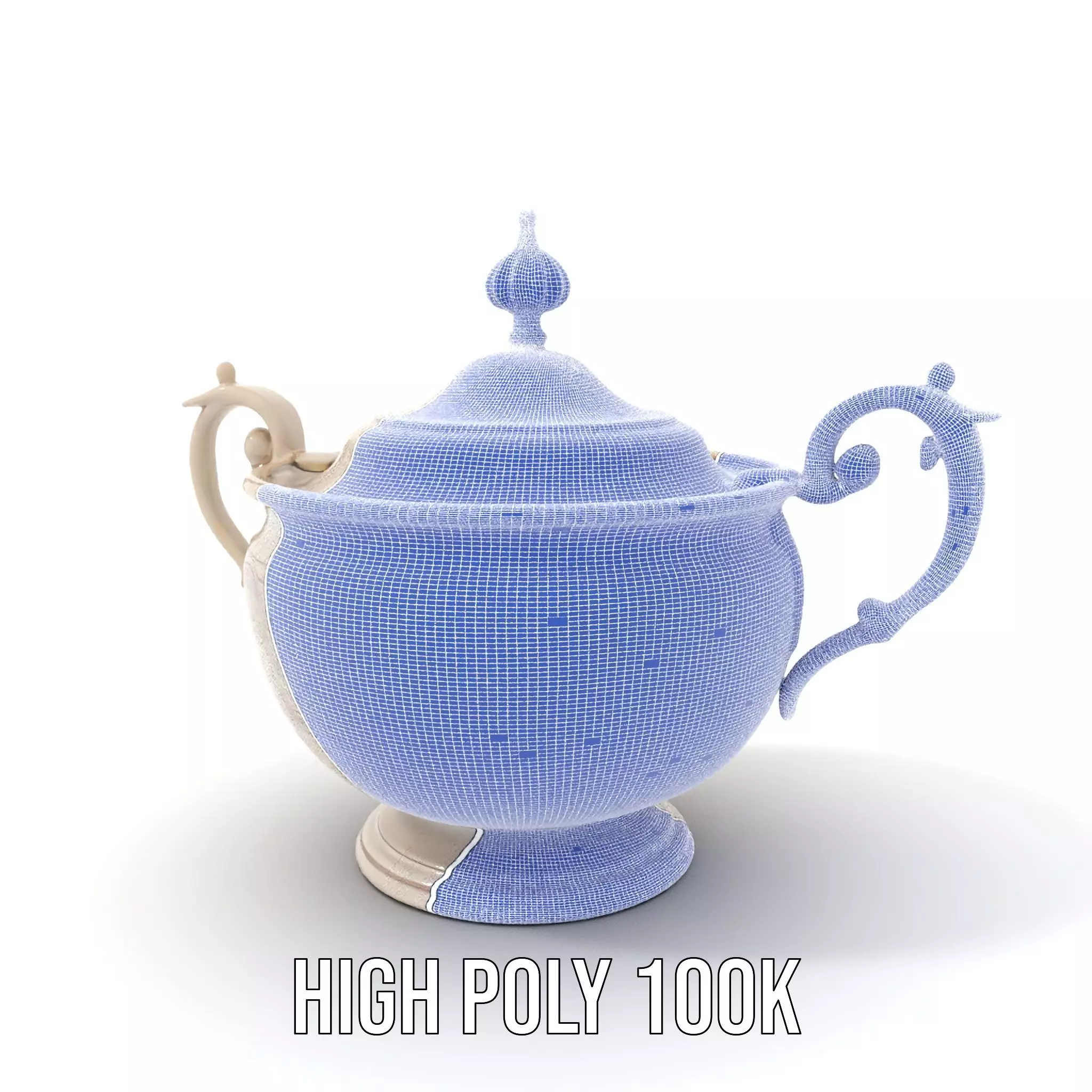 Elegant Silver Sugar Bowl model pack Low-poly 3D model_5