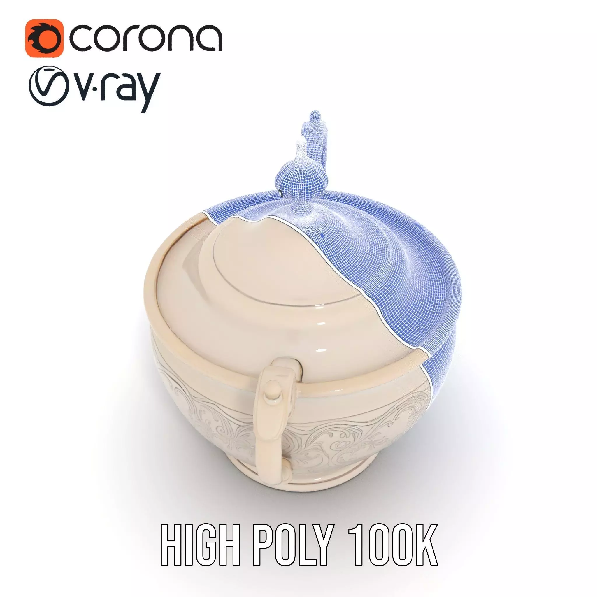 Elegant Silver Sugar Bowl model pack Low-poly 3D model_34