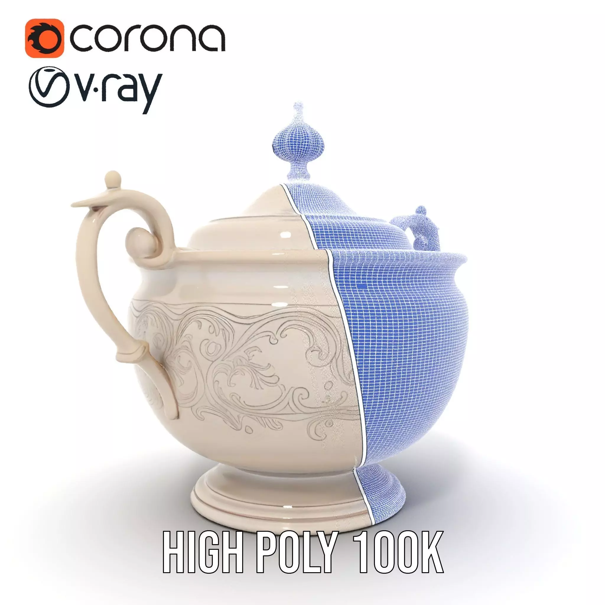Elegant Silver Sugar Bowl model pack Low-poly 3D model_35