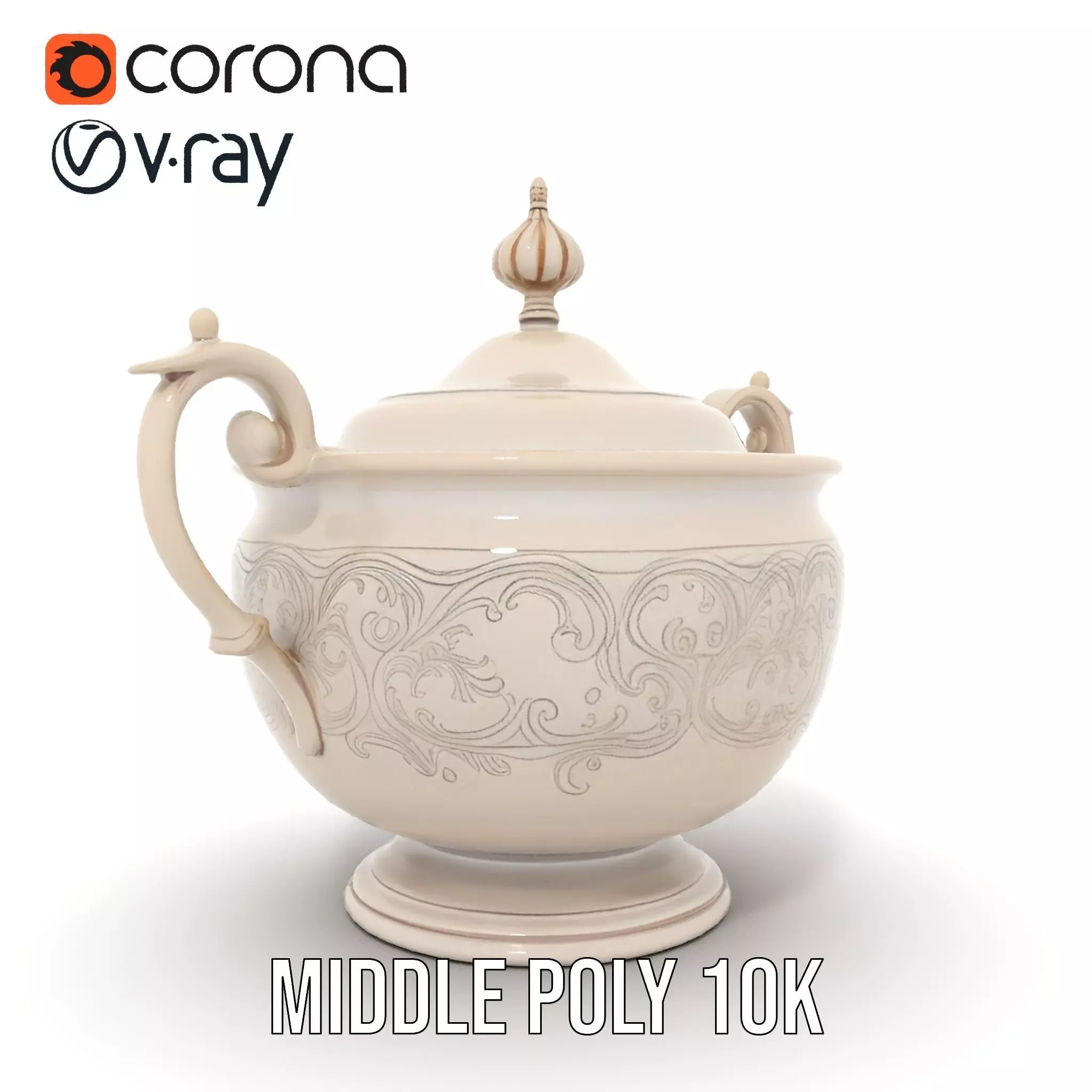 Elegant Silver Sugar Bowl model pack Low-poly 3D model_14