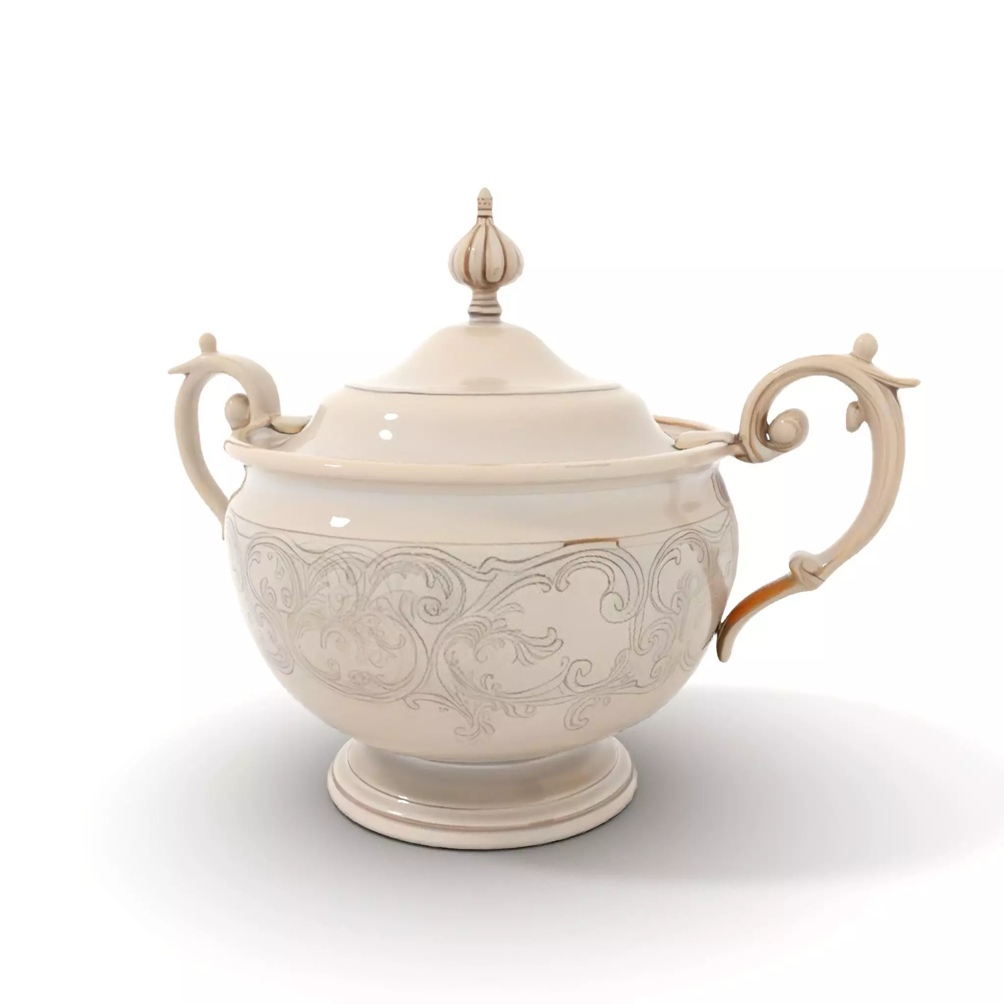 Elegant Silver Sugar Bowl model pack Low-poly 3D model_7