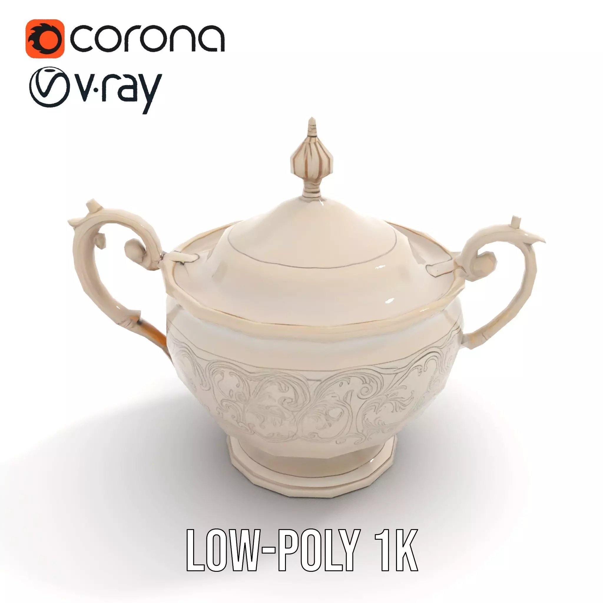 Elegant Silver Sugar Bowl model pack Low-poly 3D model_18