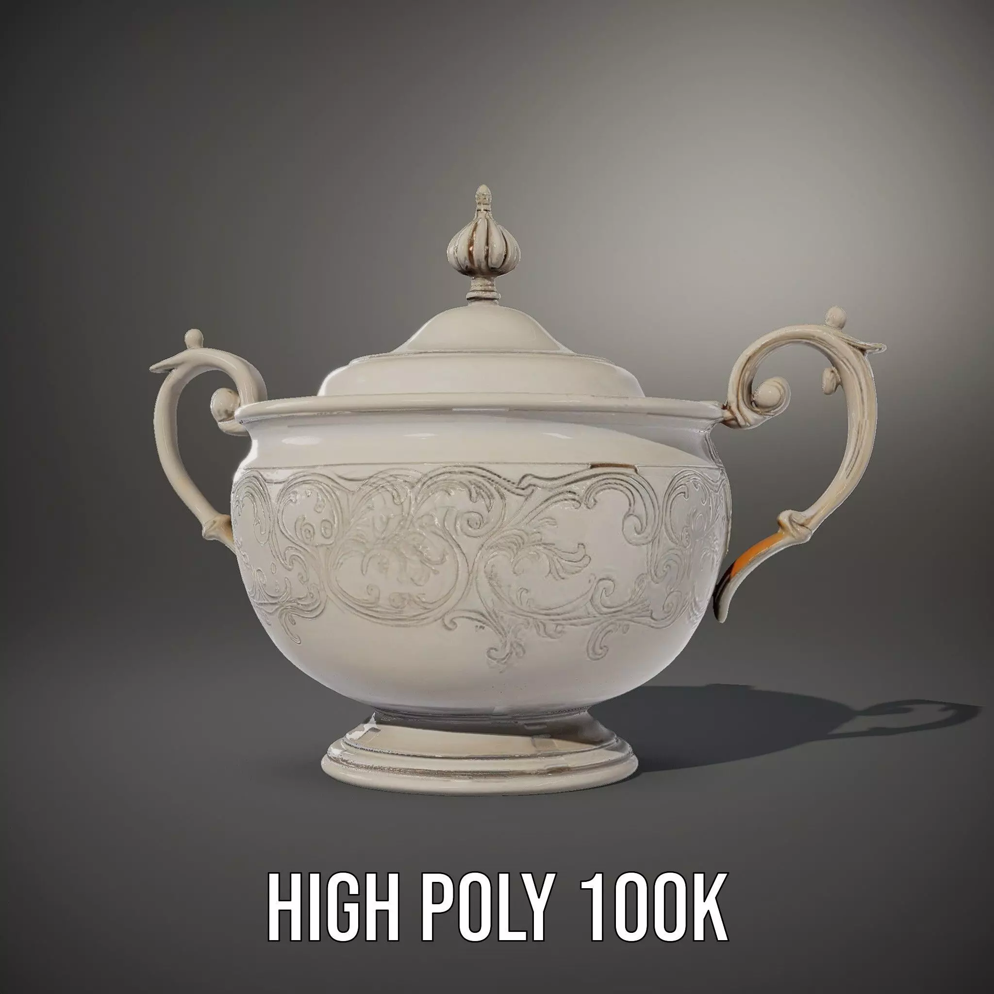 Elegant Silver Sugar Bowl model pack Low-poly 3D model_9