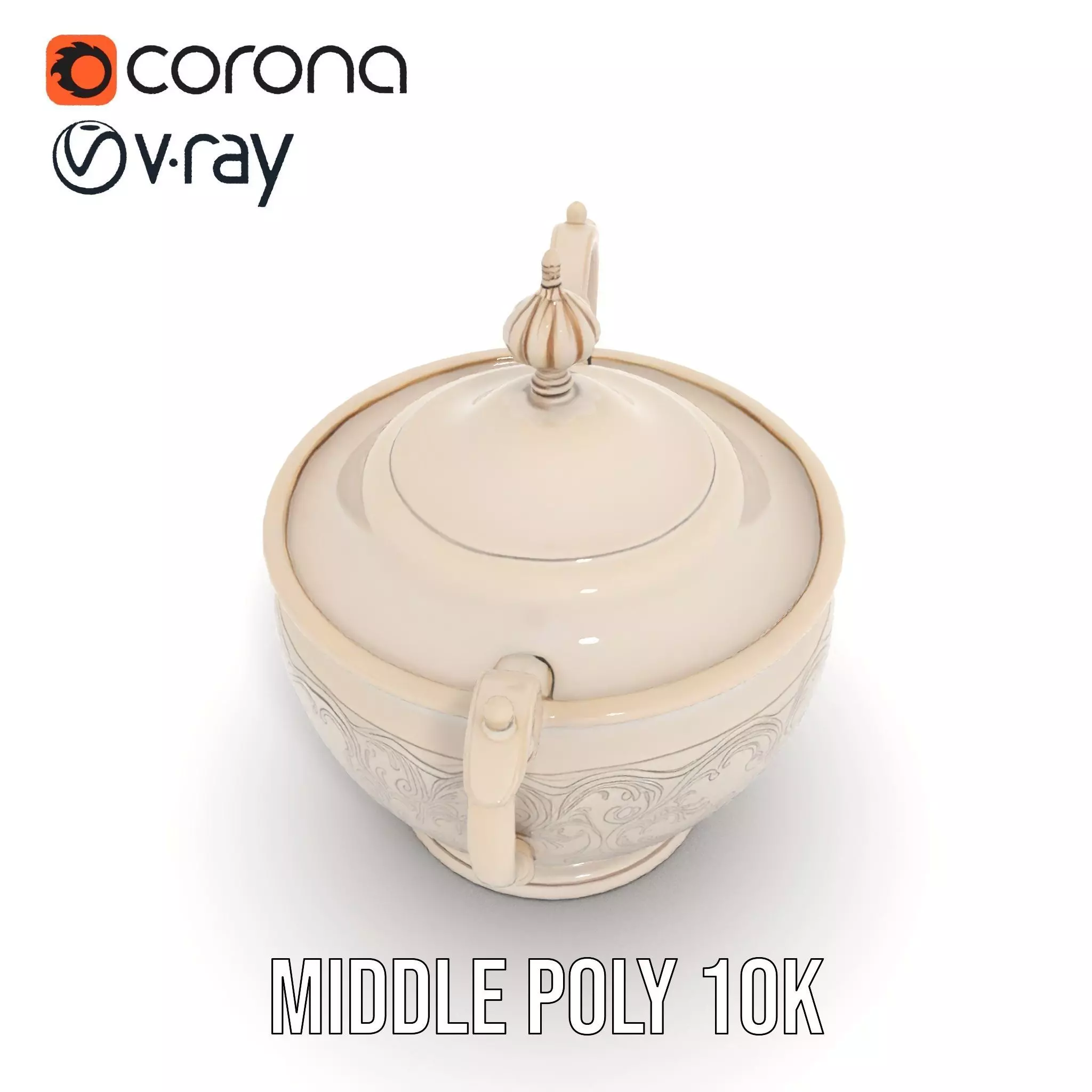 Elegant Silver Sugar Bowl model pack Low-poly 3D model_22