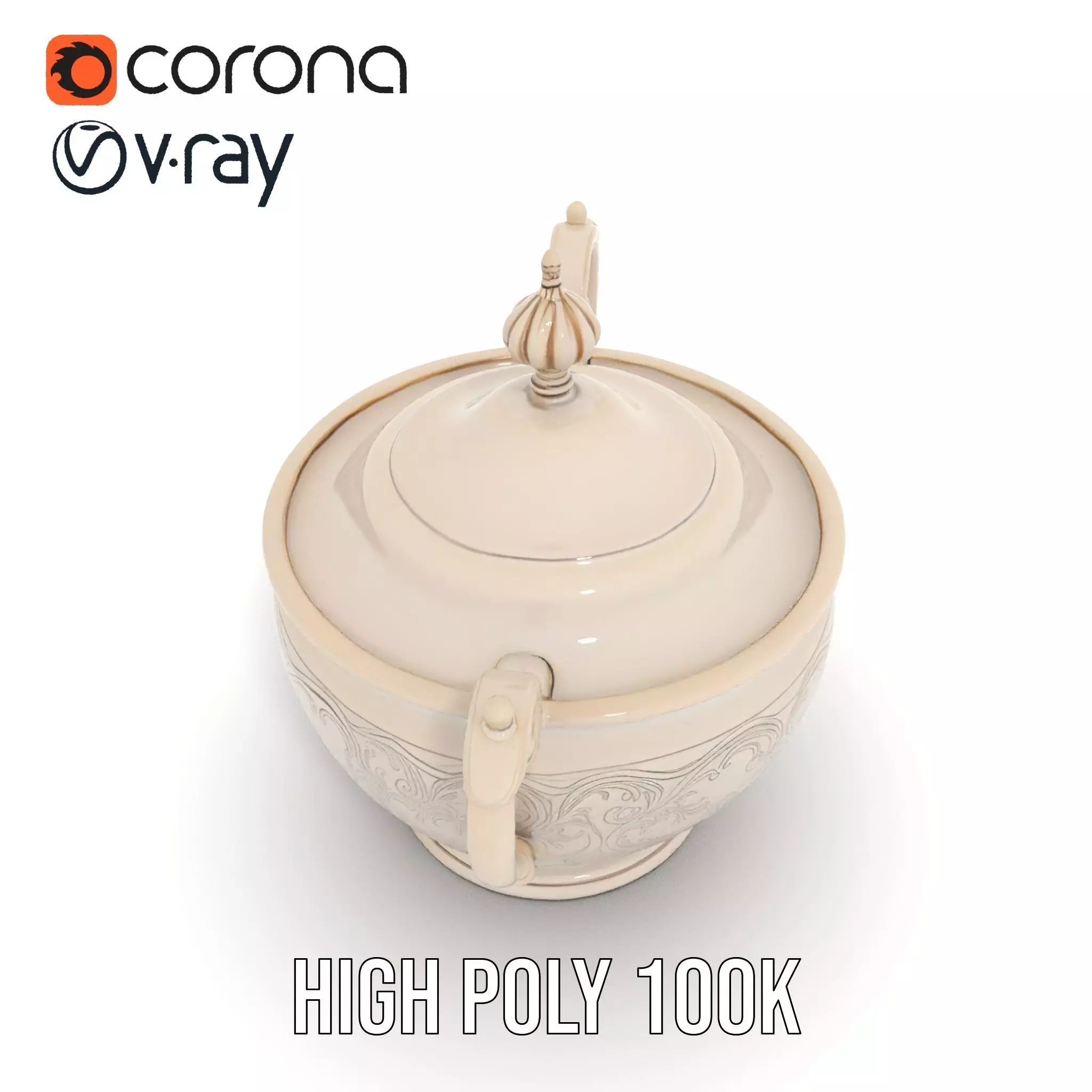 Elegant Silver Sugar Bowl model pack Low-poly 3D model_21