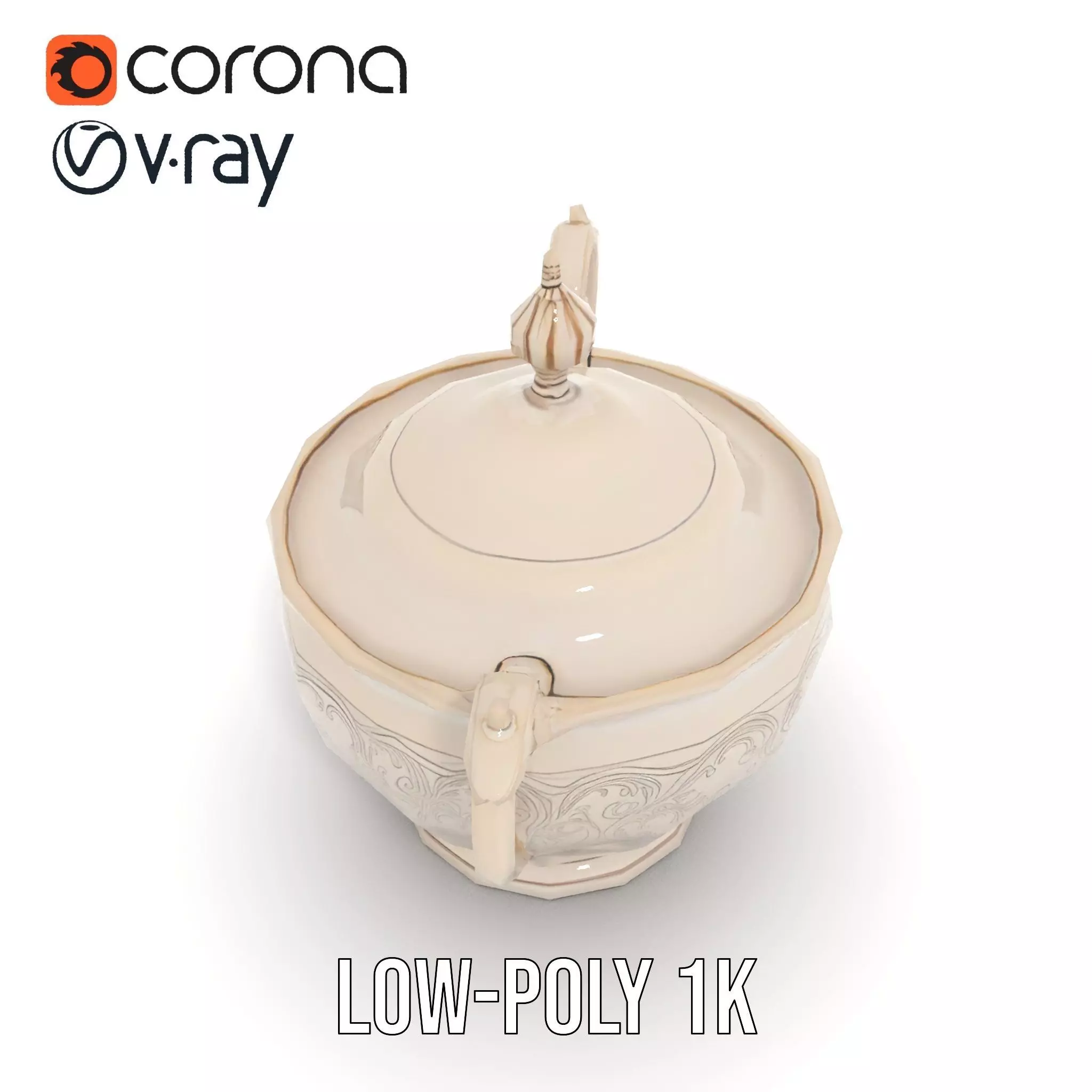 Elegant Silver Sugar Bowl model pack Low-poly 3D model_13