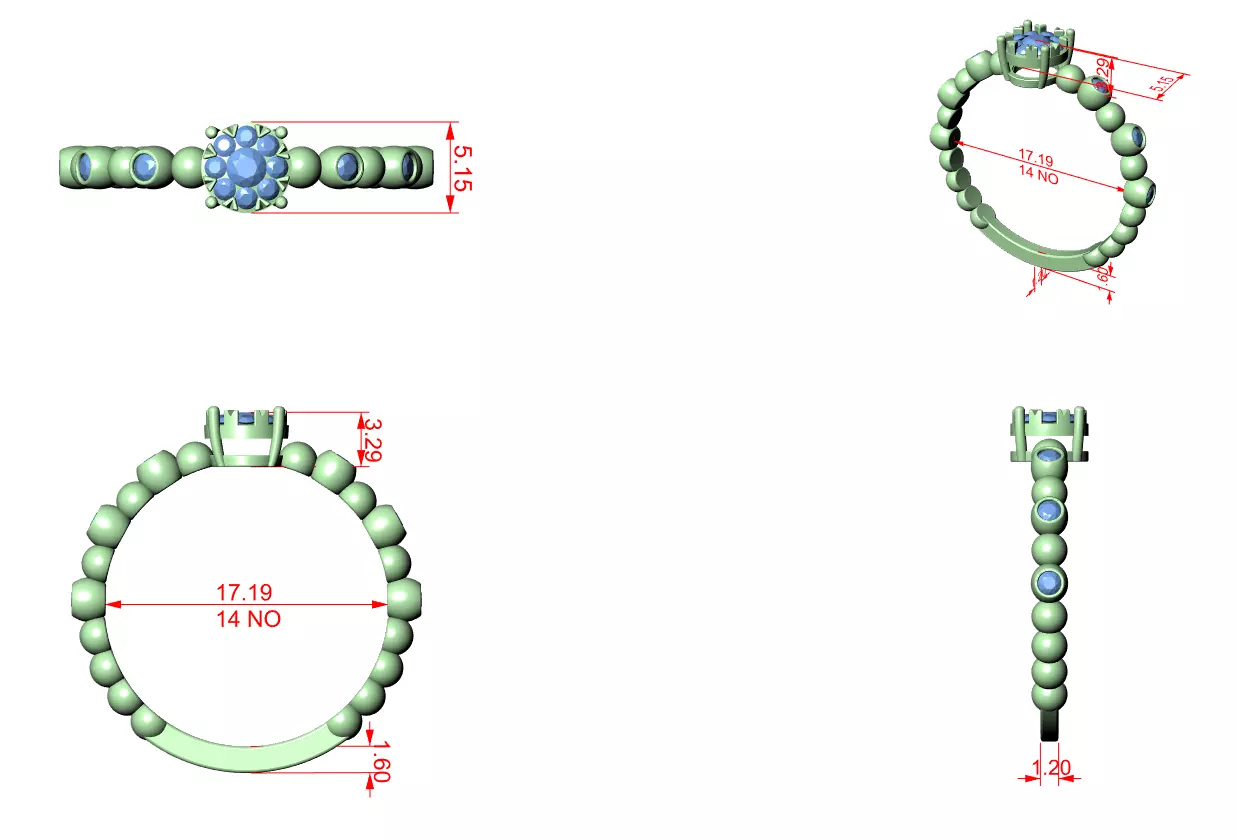 Diamond Cocktail Ring 3dm stl renders animation videos 3D print model_1
