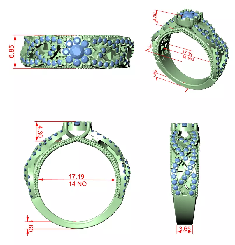 Diamond Cocktail Ring 3dm stl renders animation videos 3D print model_1