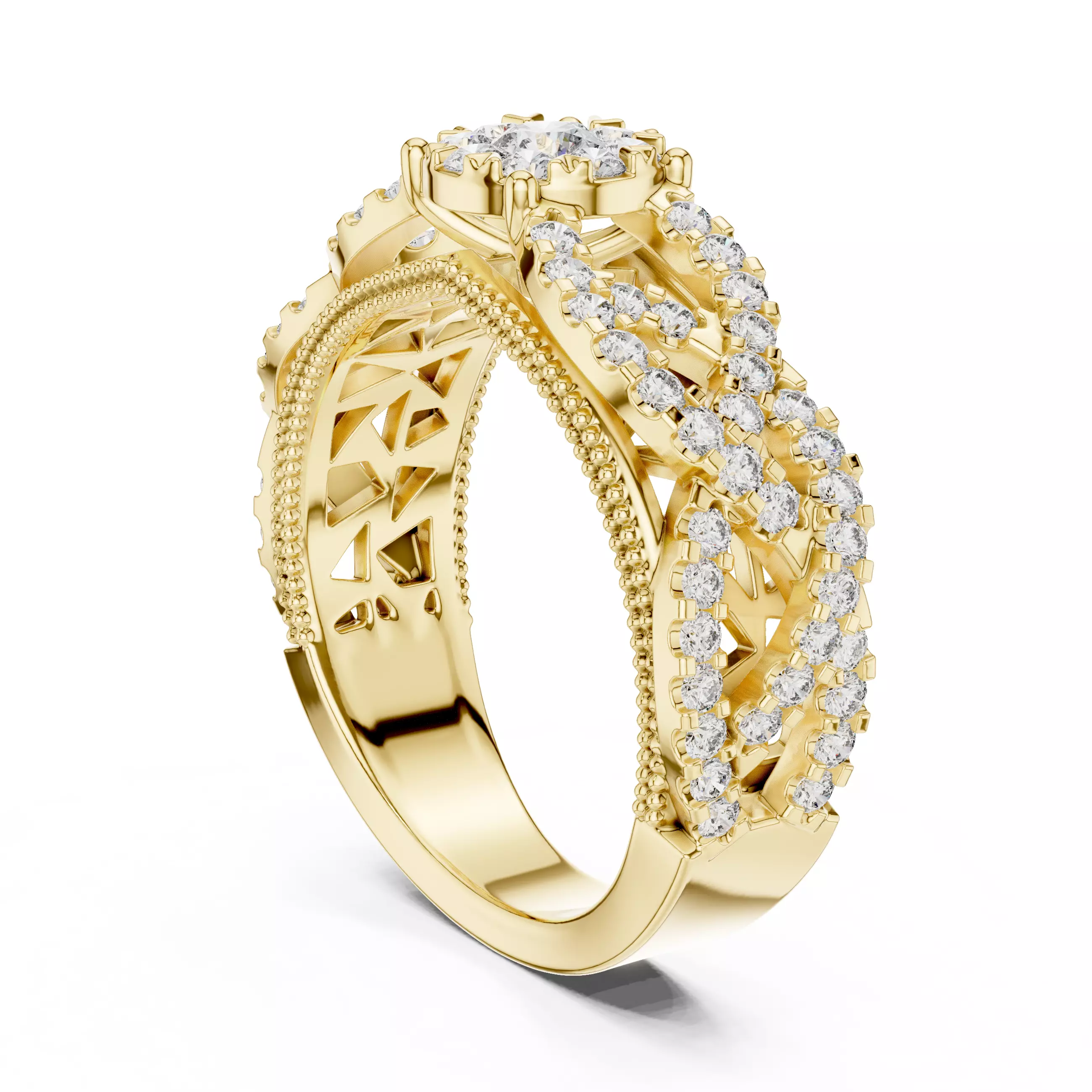 Diamond Cocktail Ring 3dm stl renders animation videos 3D print model_10