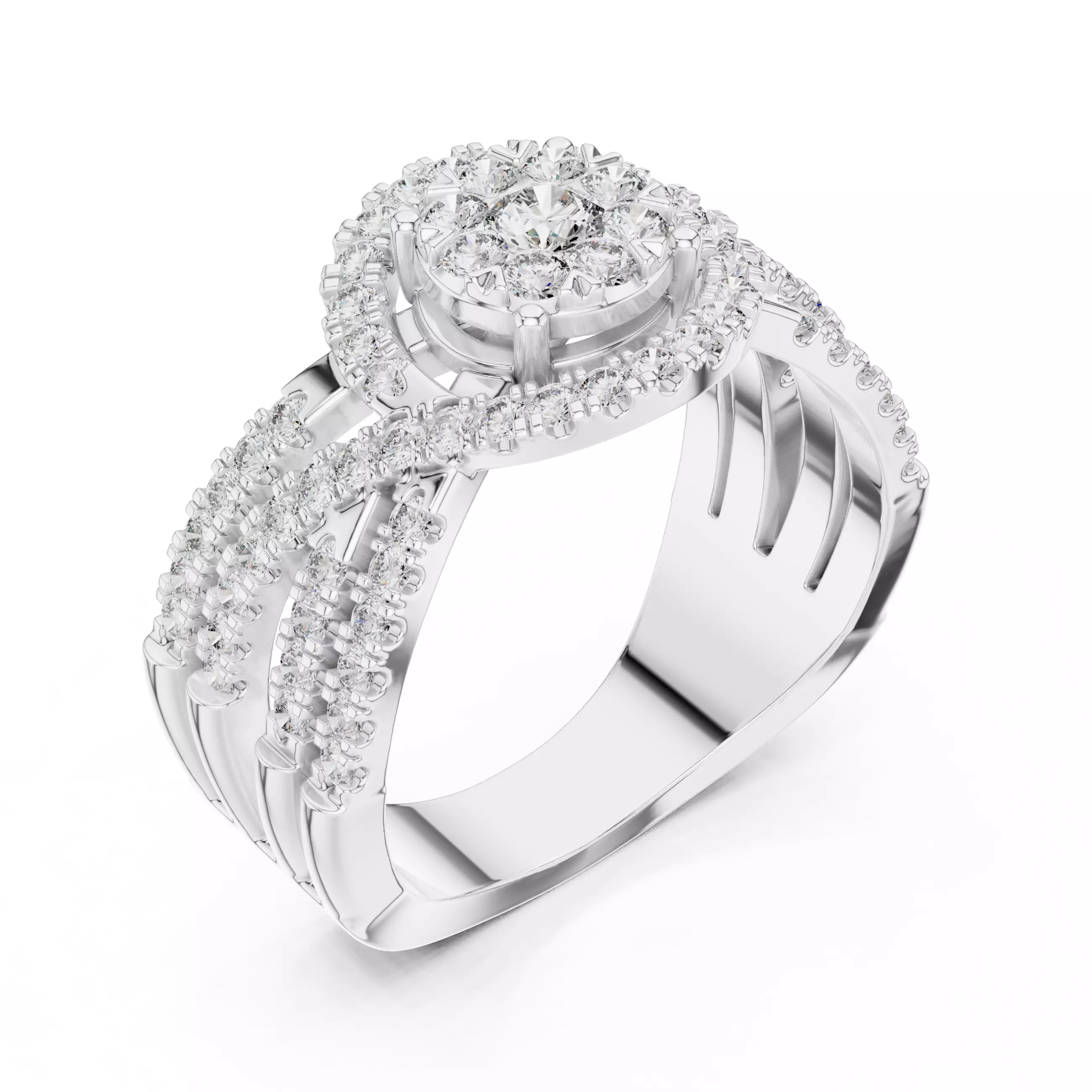 Diamond Cocktail Ring 3dm stl renders animation videos 3D print model_7