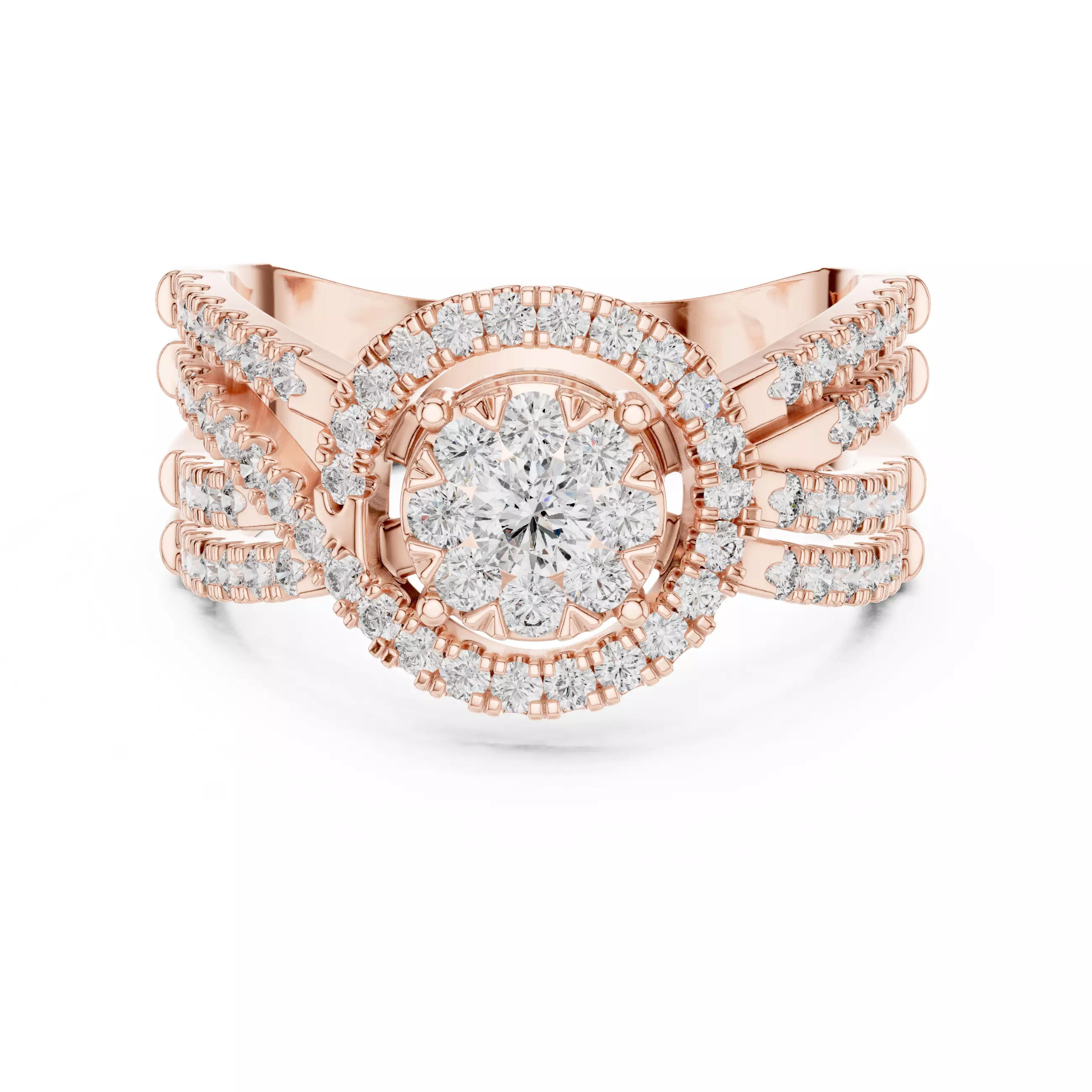 Diamond Cocktail Ring 3dm stl renders animation videos 3D print model_0