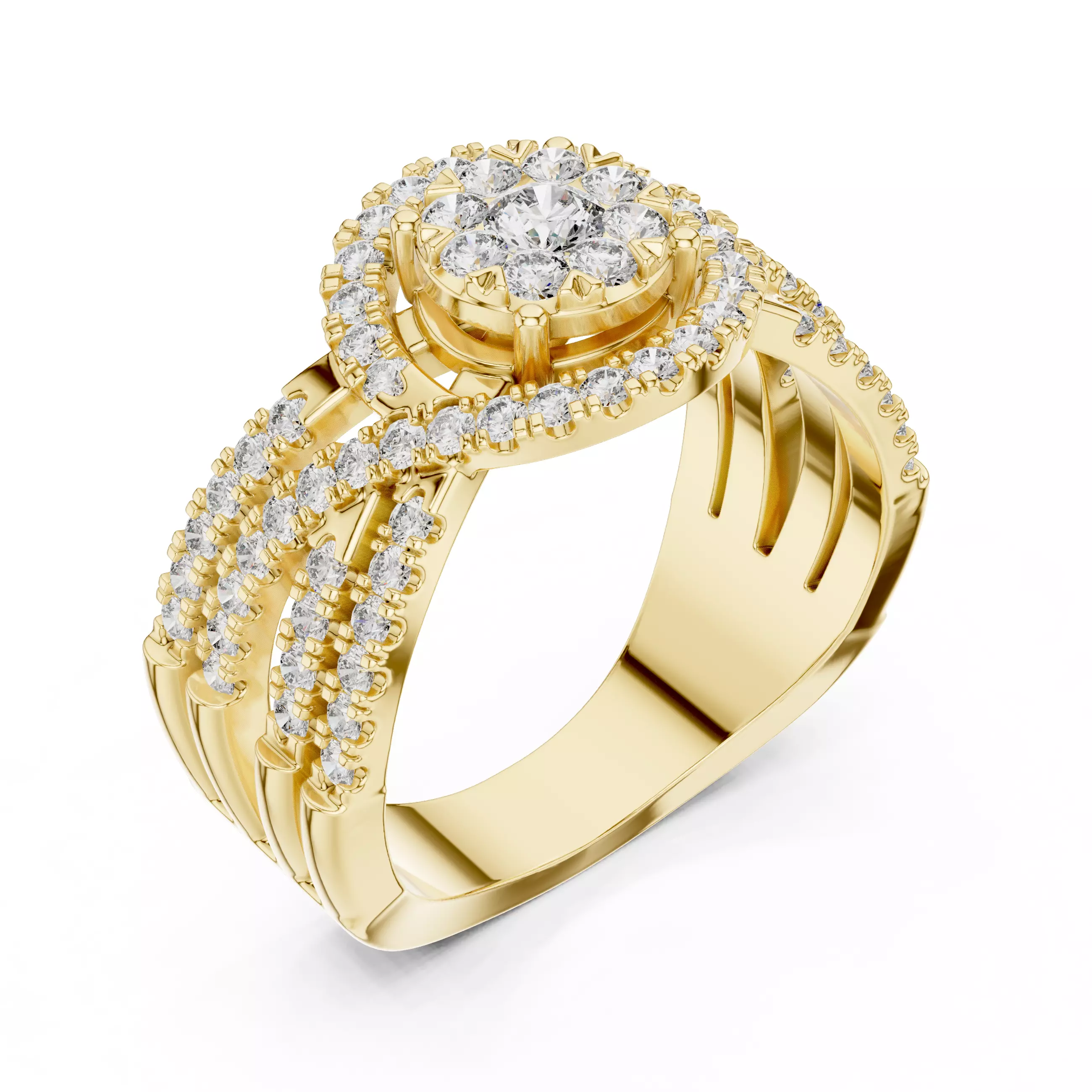 Diamond Cocktail Ring 3dm stl renders animation videos 3D print model_11