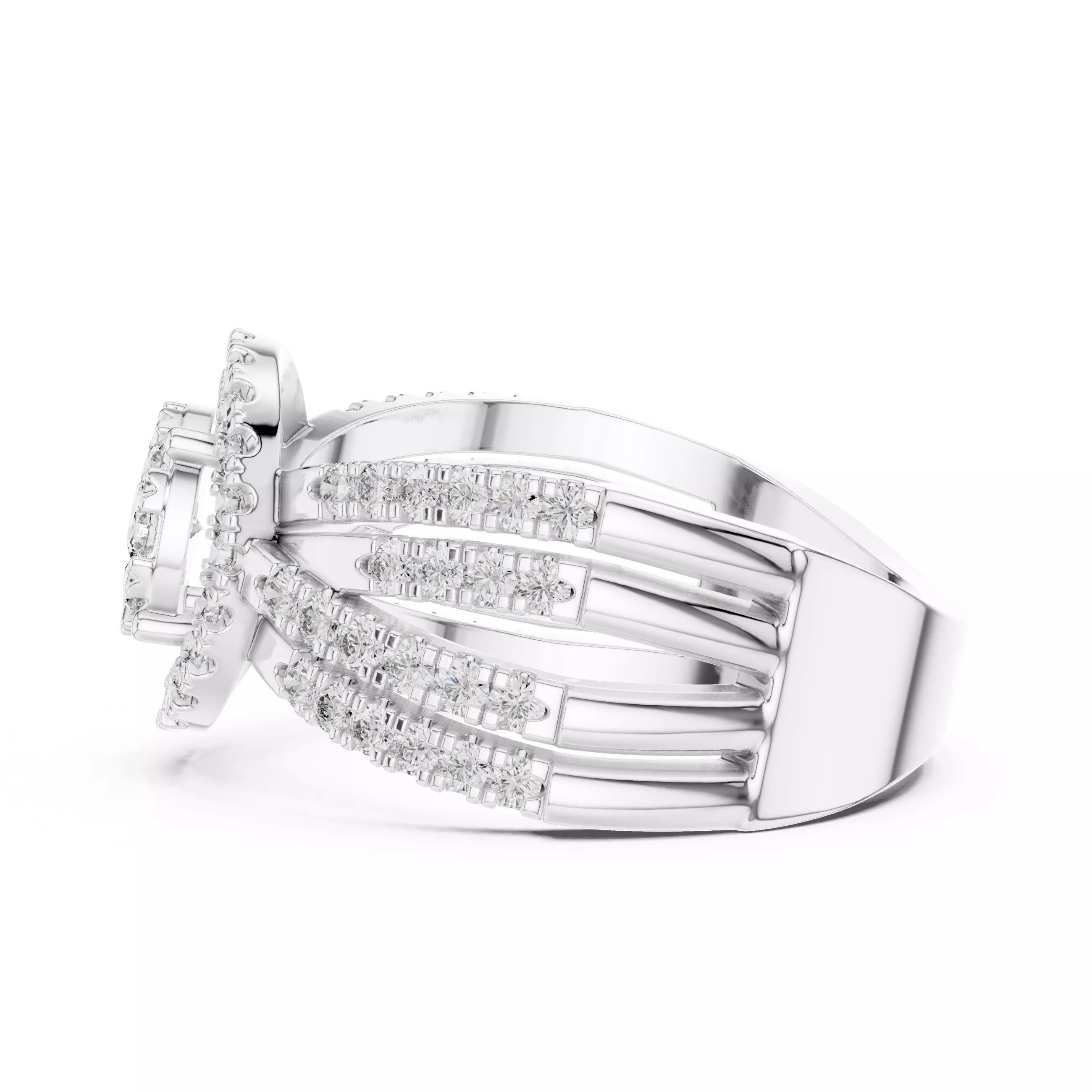 Diamond Cocktail Ring 3dm stl renders animation videos 3D print model_8