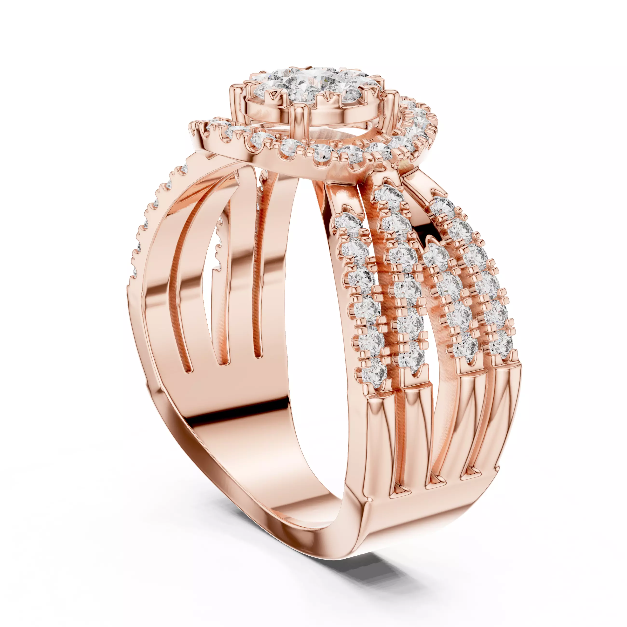 Diamond Cocktail Ring 3dm stl renders animation videos 3D print model_3