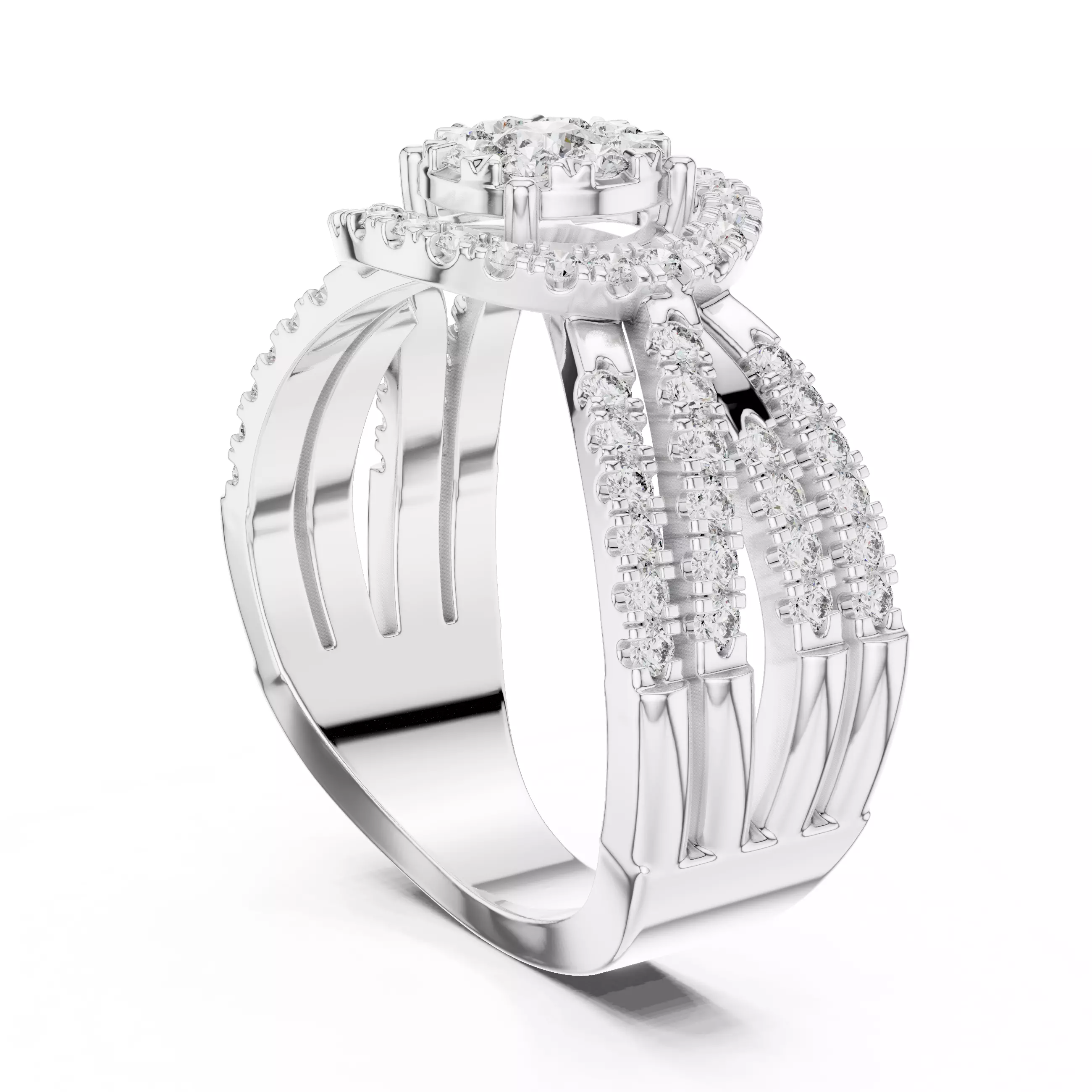 Diamond Cocktail Ring 3dm stl renders animation videos 3D print model_6