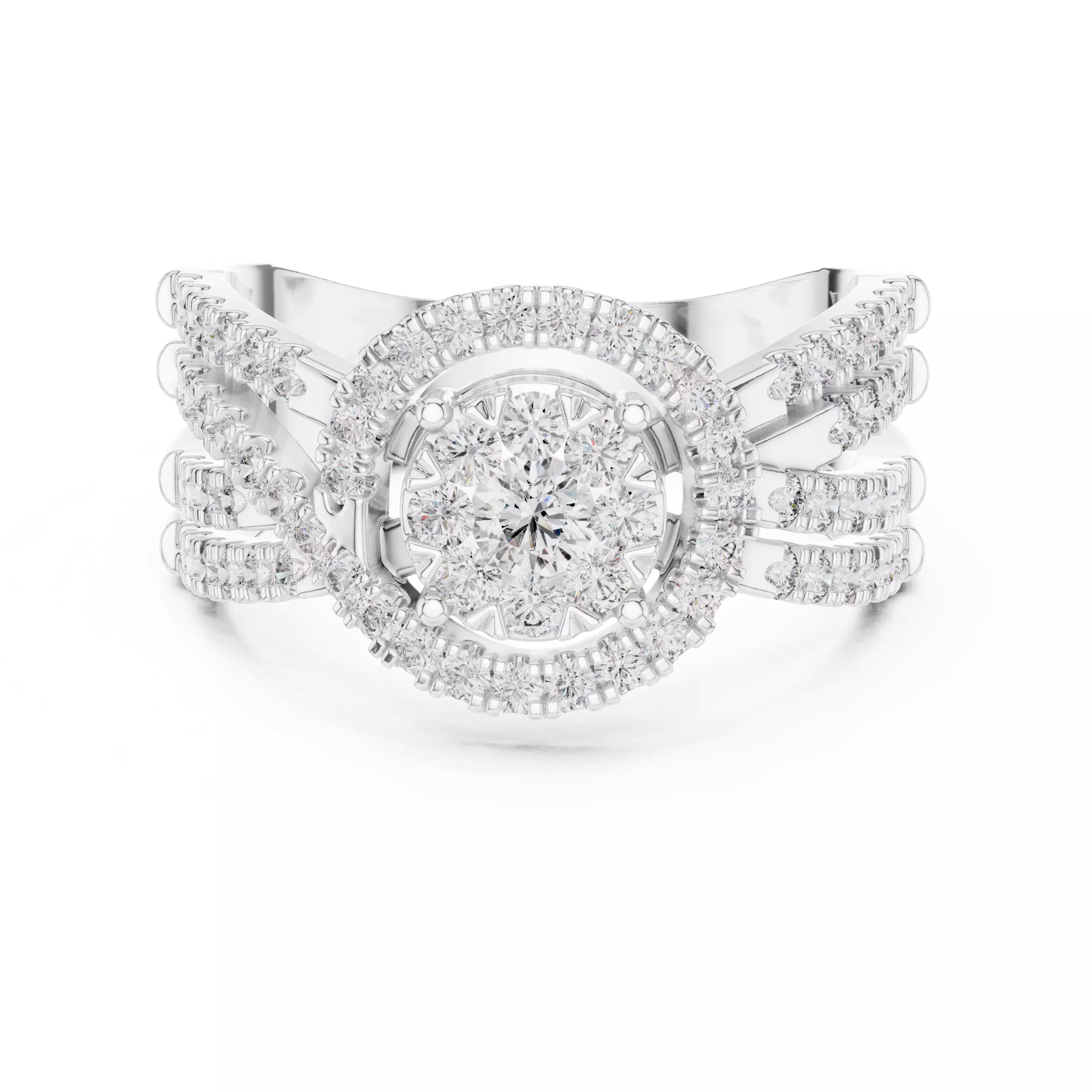 Diamond Cocktail Ring 3dm stl renders animation videos 3D print model_9