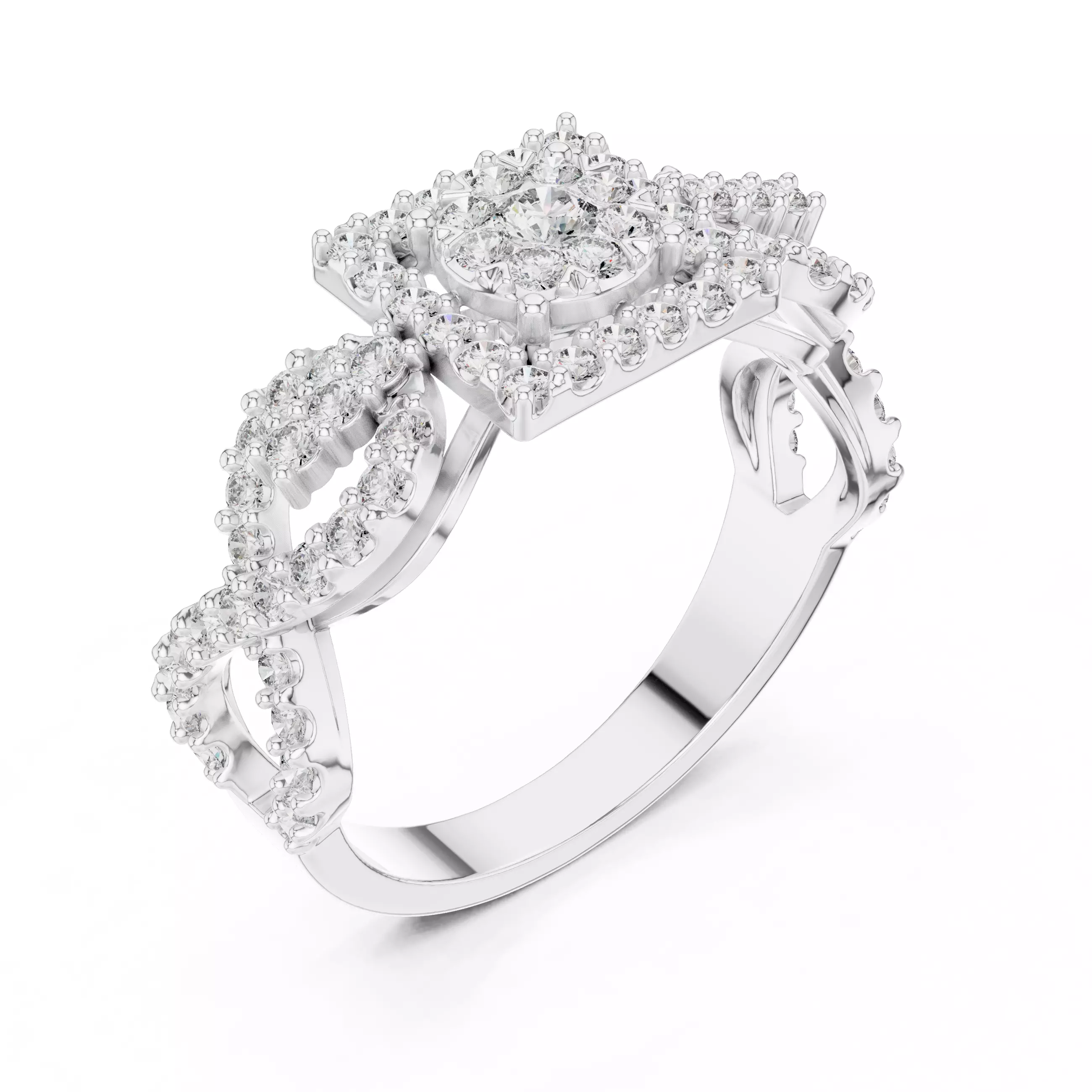 Diamond Cocktail Ring 3dm stl renders animation videos 3D print model_7