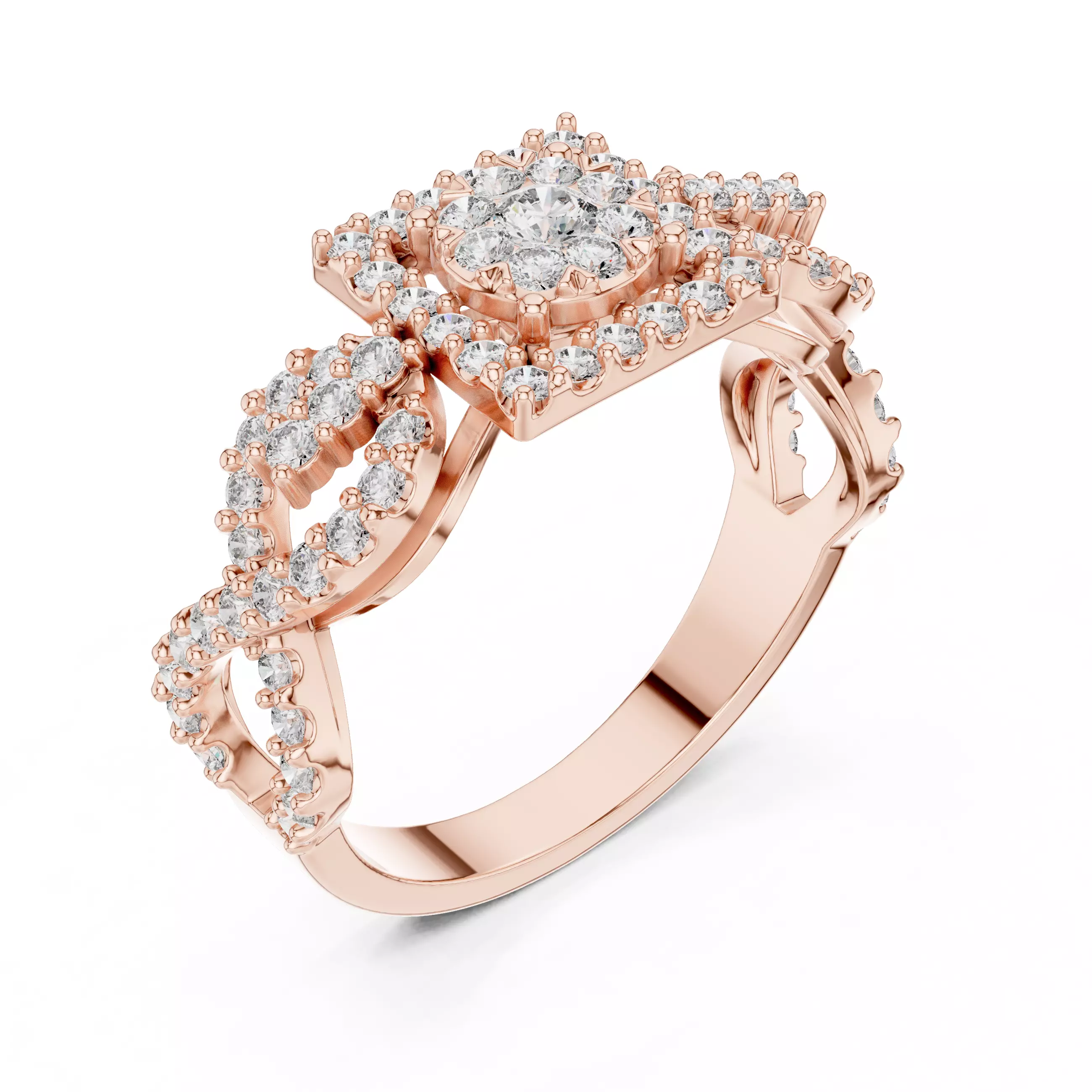 Diamond Cocktail Ring 3dm stl renders animation videos 3D print model_4