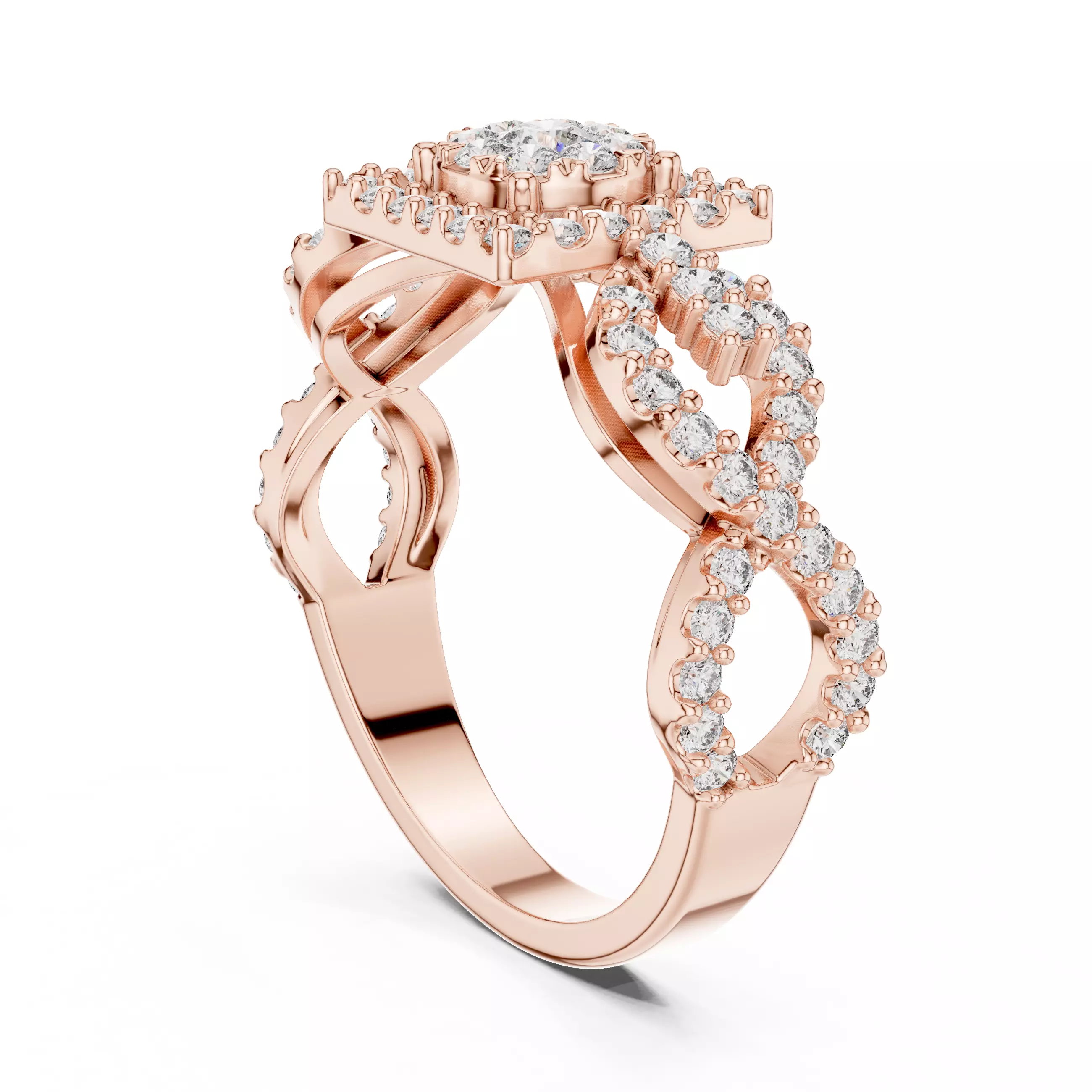 Diamond Cocktail Ring 3dm stl renders animation videos 3D print model_3