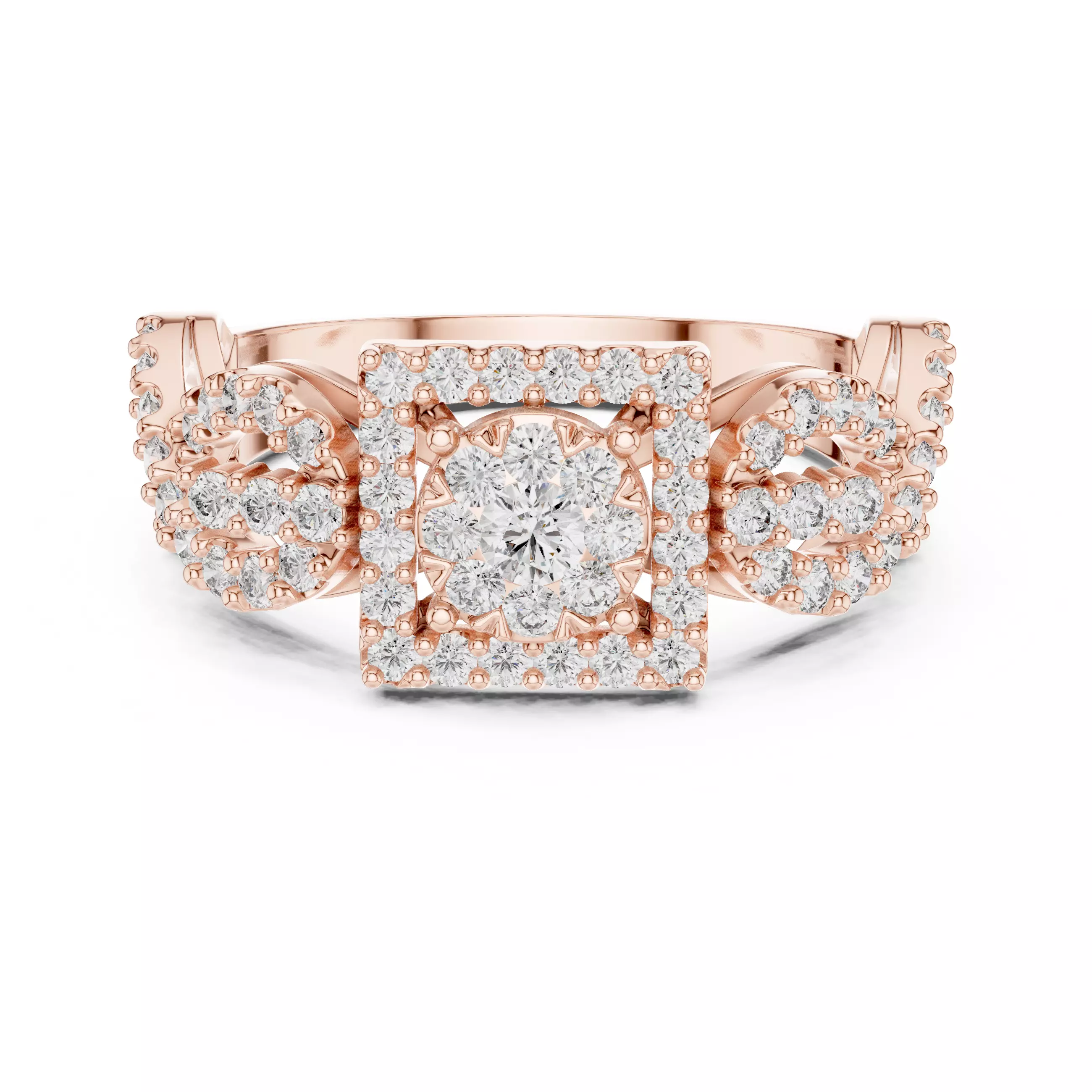 Diamond Cocktail Ring 3dm stl renders animation videos 3D print model_0